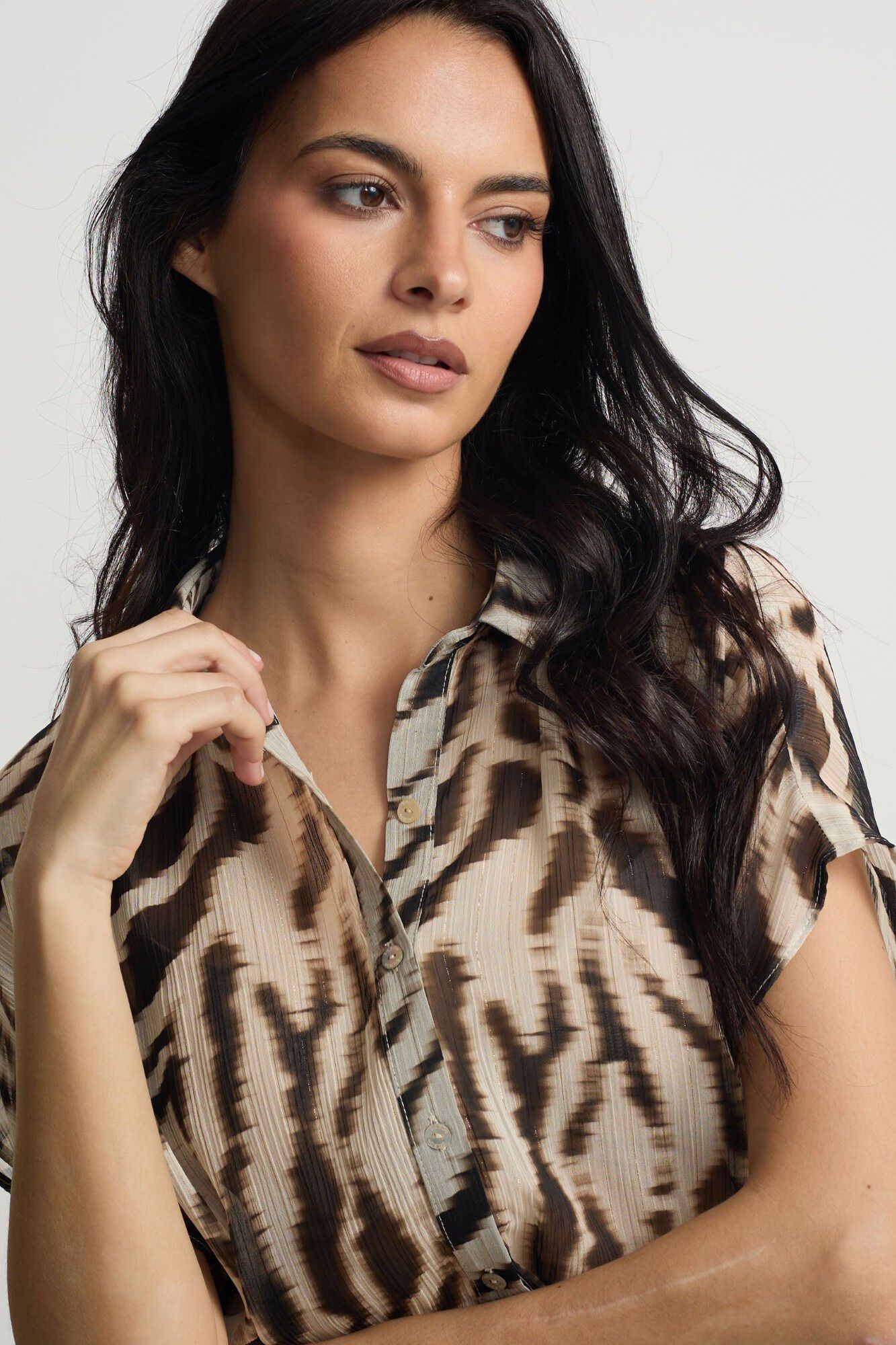 Silbon Blusa com estampado animal print Tostado