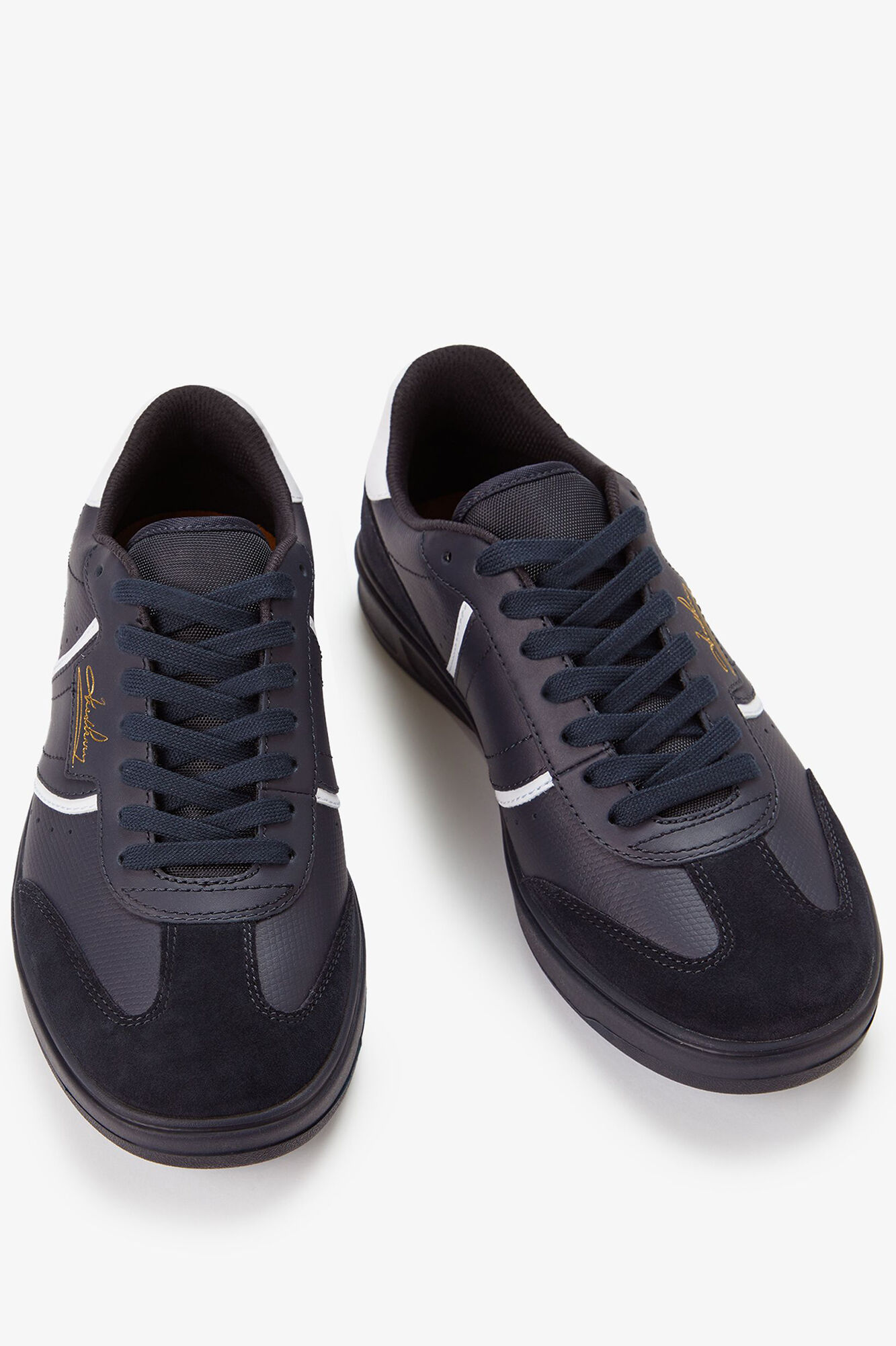 Fred Perry B4 embossed leather/suede sneaker Navy