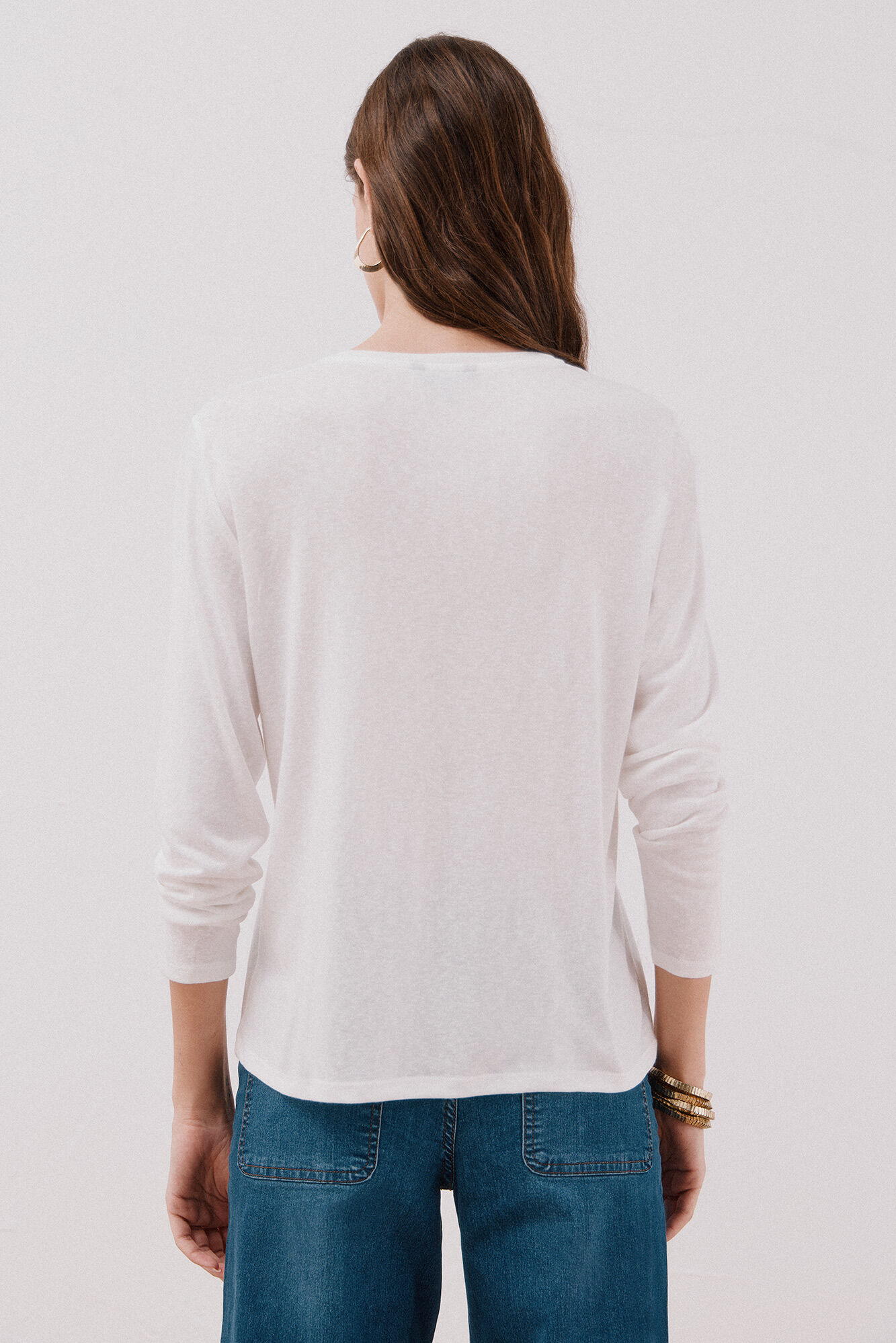 Cortefiel Floral lace detail t-shirt White