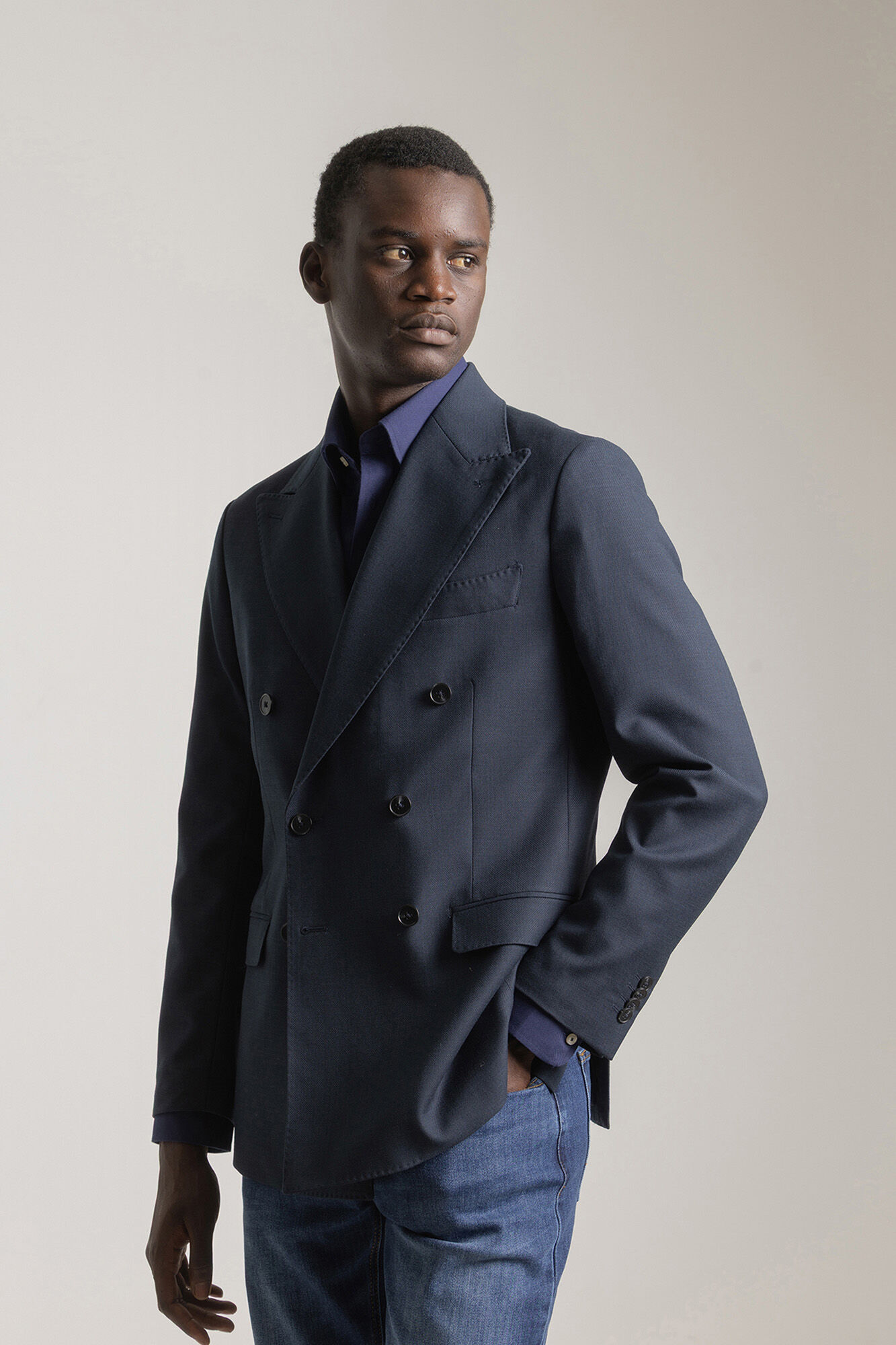 PuroEGO Blazer trespassado duplo slim fit