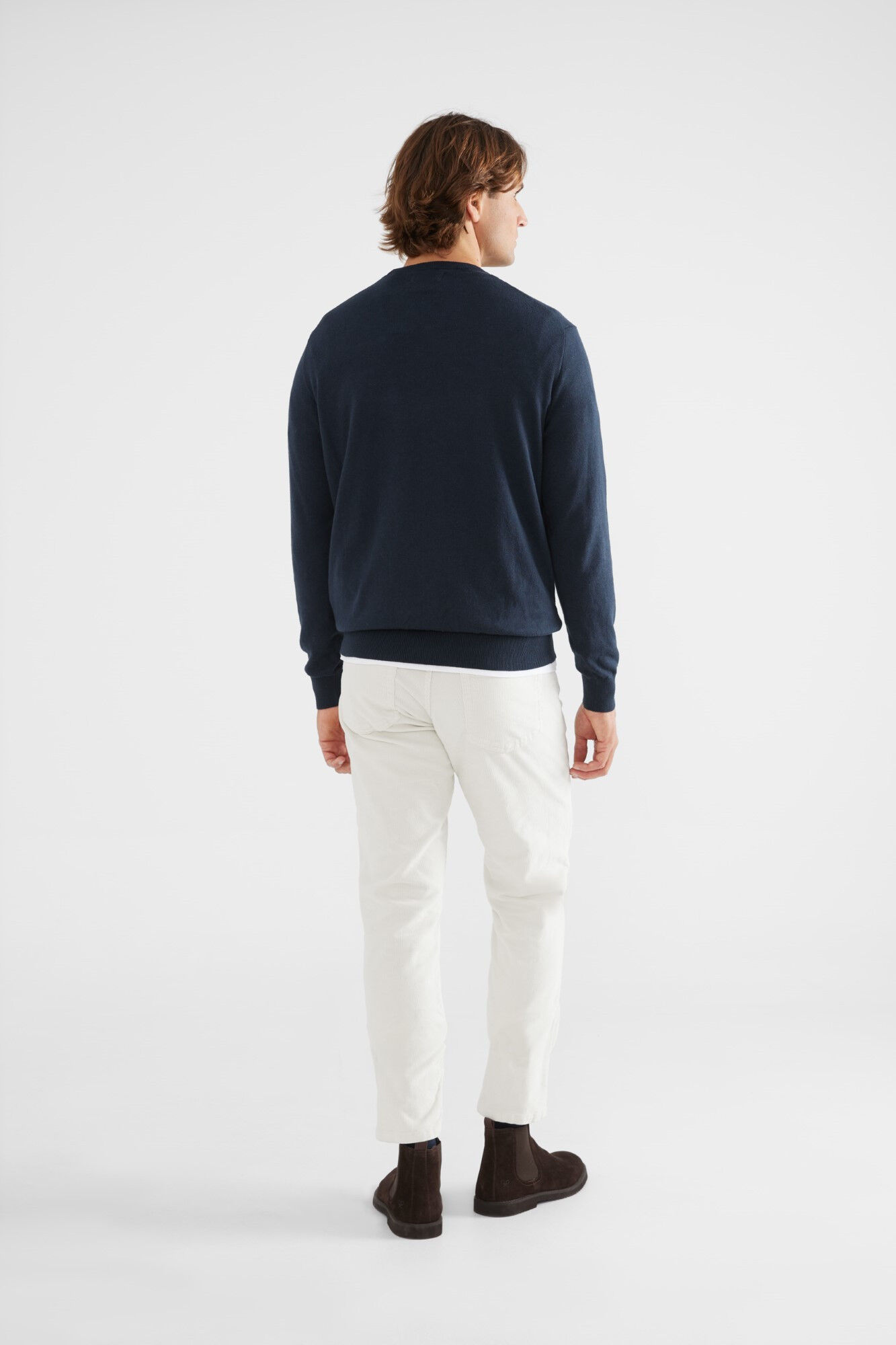 Silbon Plain dark blue crew neck jumper Blue