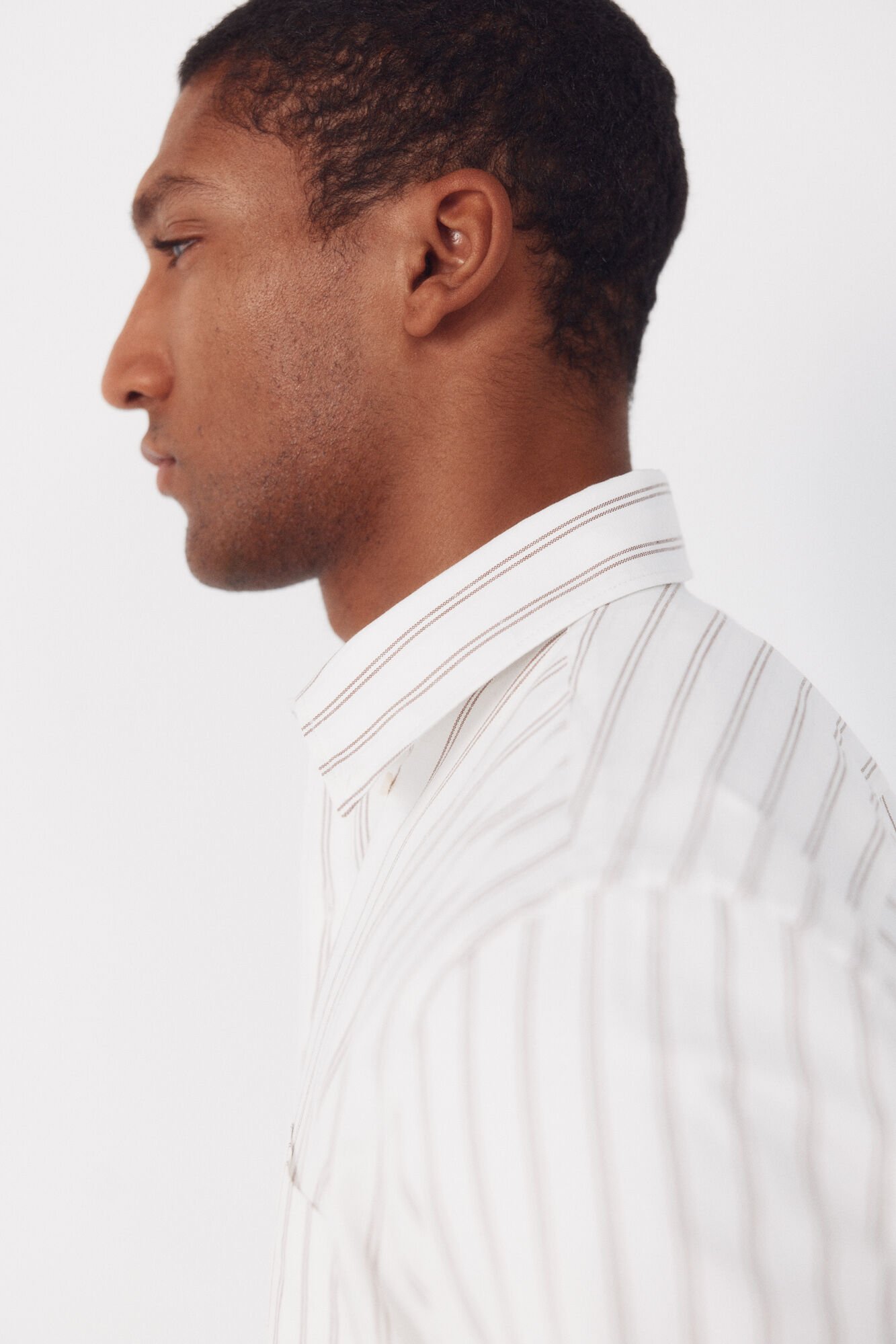 Cortefiel Oxford slub striped shirt Ivory