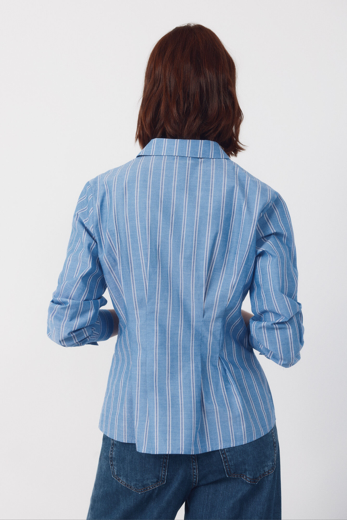 Cortefiel Fitted striped shirt Printed blue