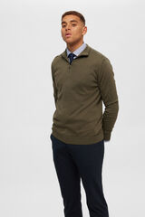 Selected Men's 100% cotton zip-up jumper Green