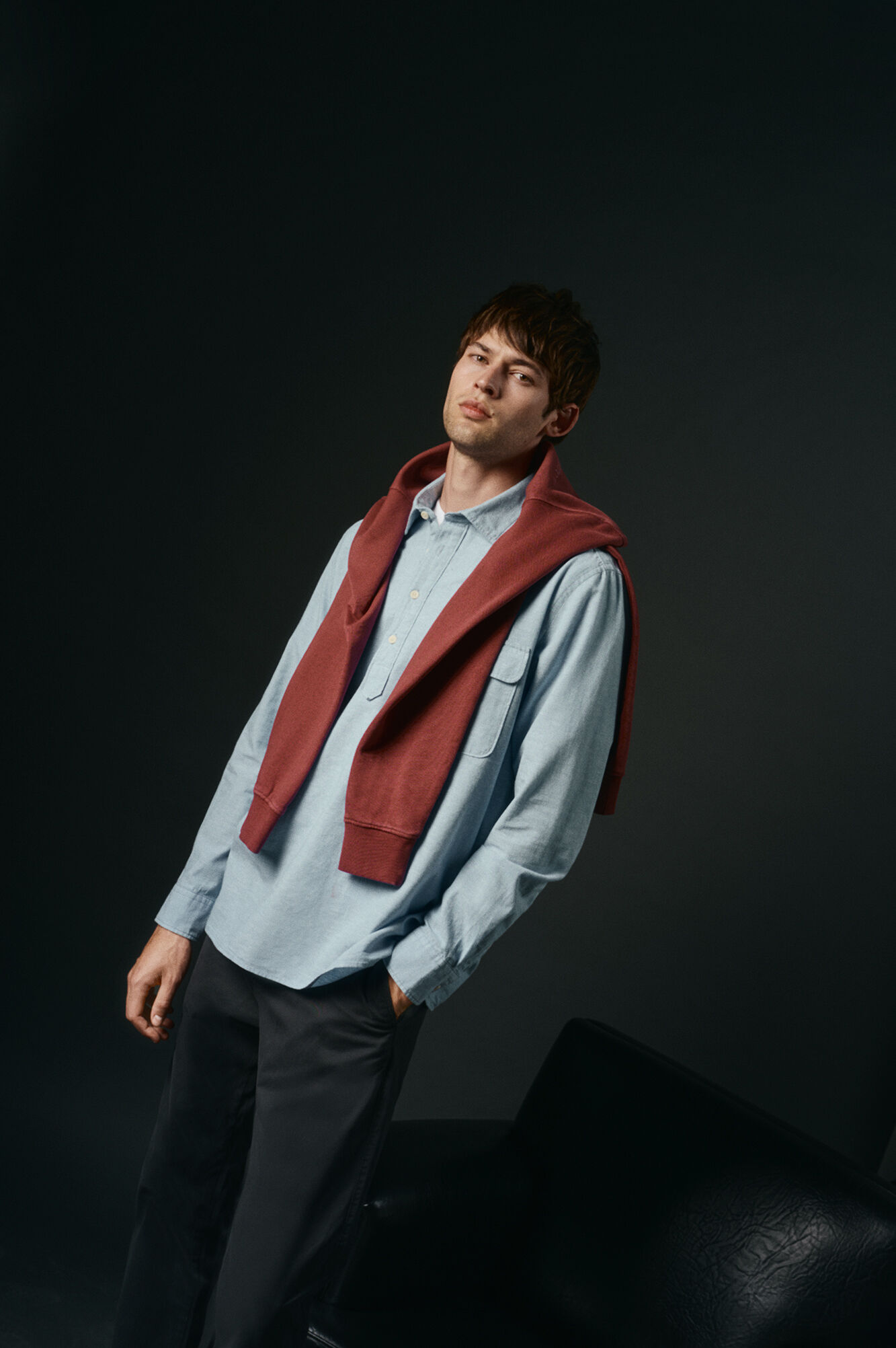 OOTO Camiseta de algod&atilde;o e linho Azul