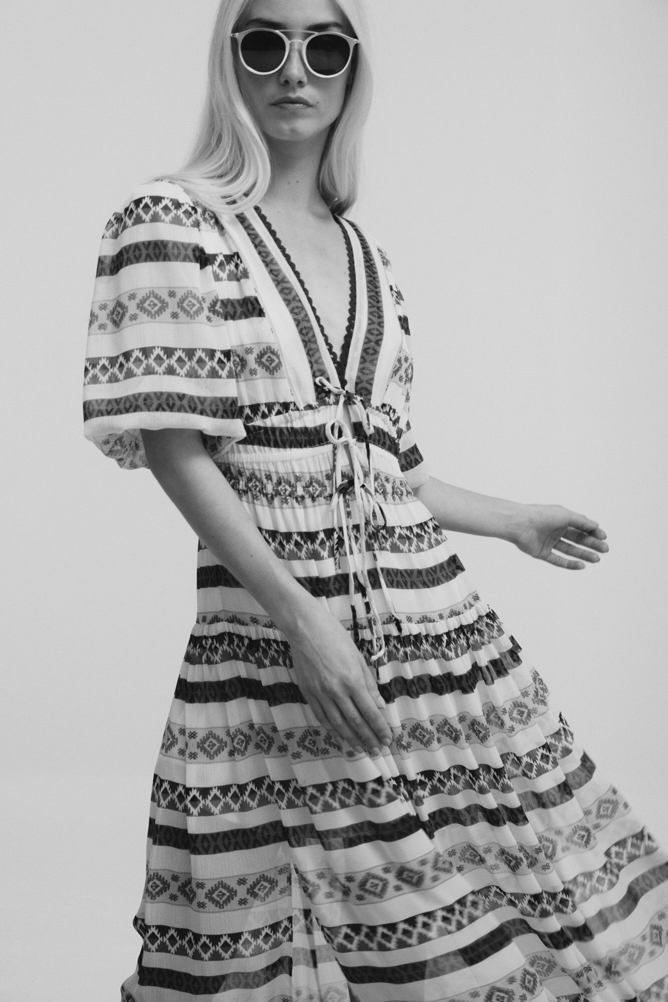 Silbon Vestido comprido com estampado &eacute;tnico  Tostado