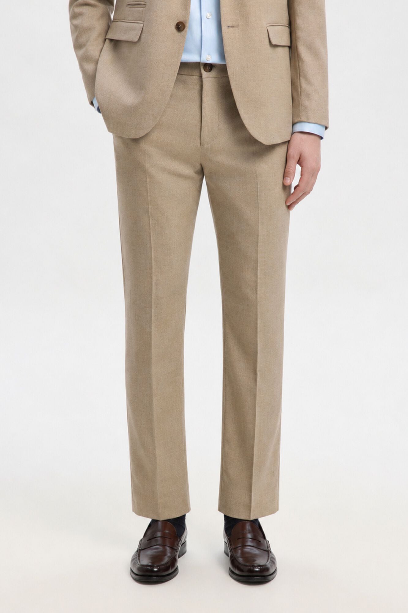 Selected Wool Slim Fit suit trousers Brown