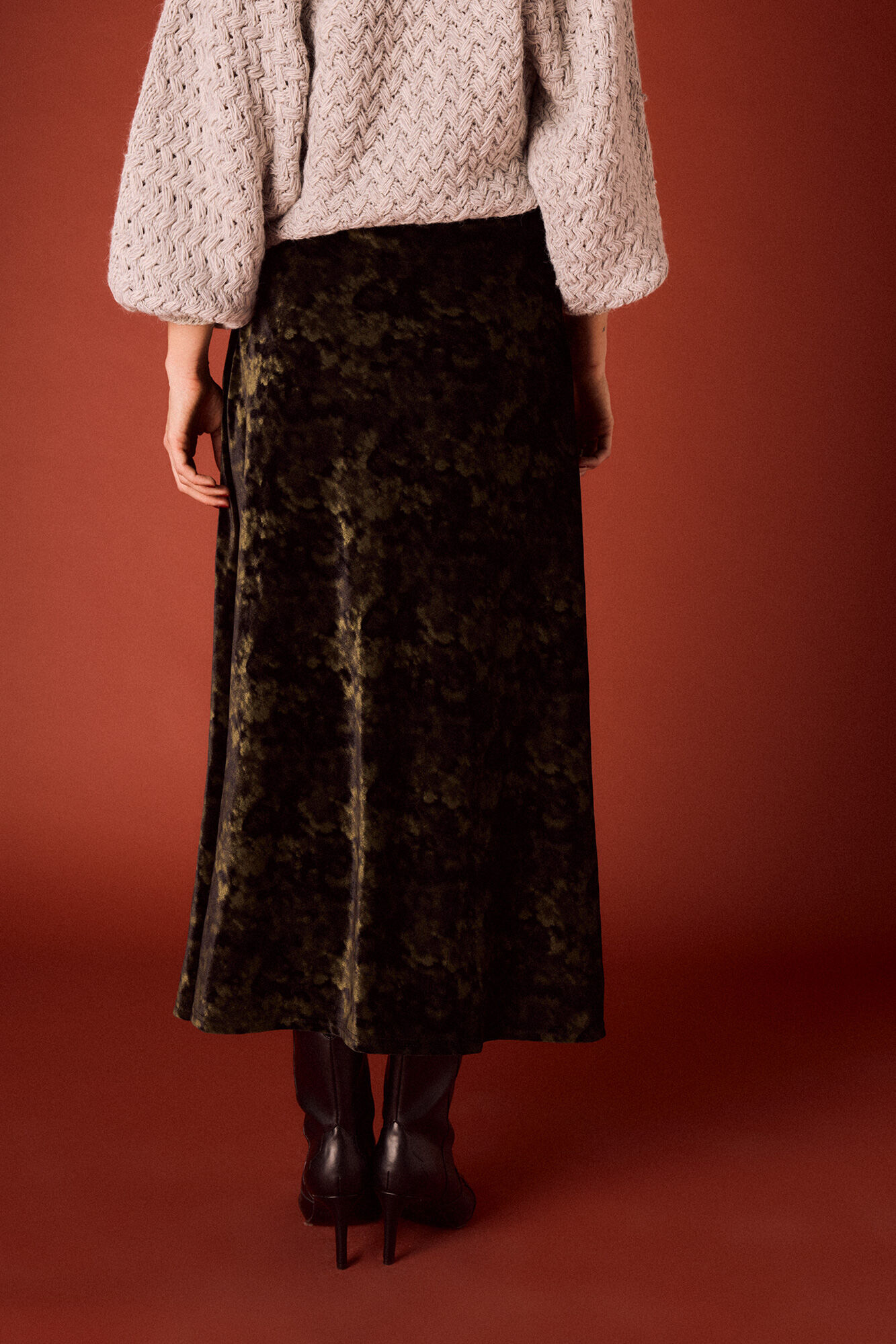 Slowlove Saia midi de veludo tie dye Preto