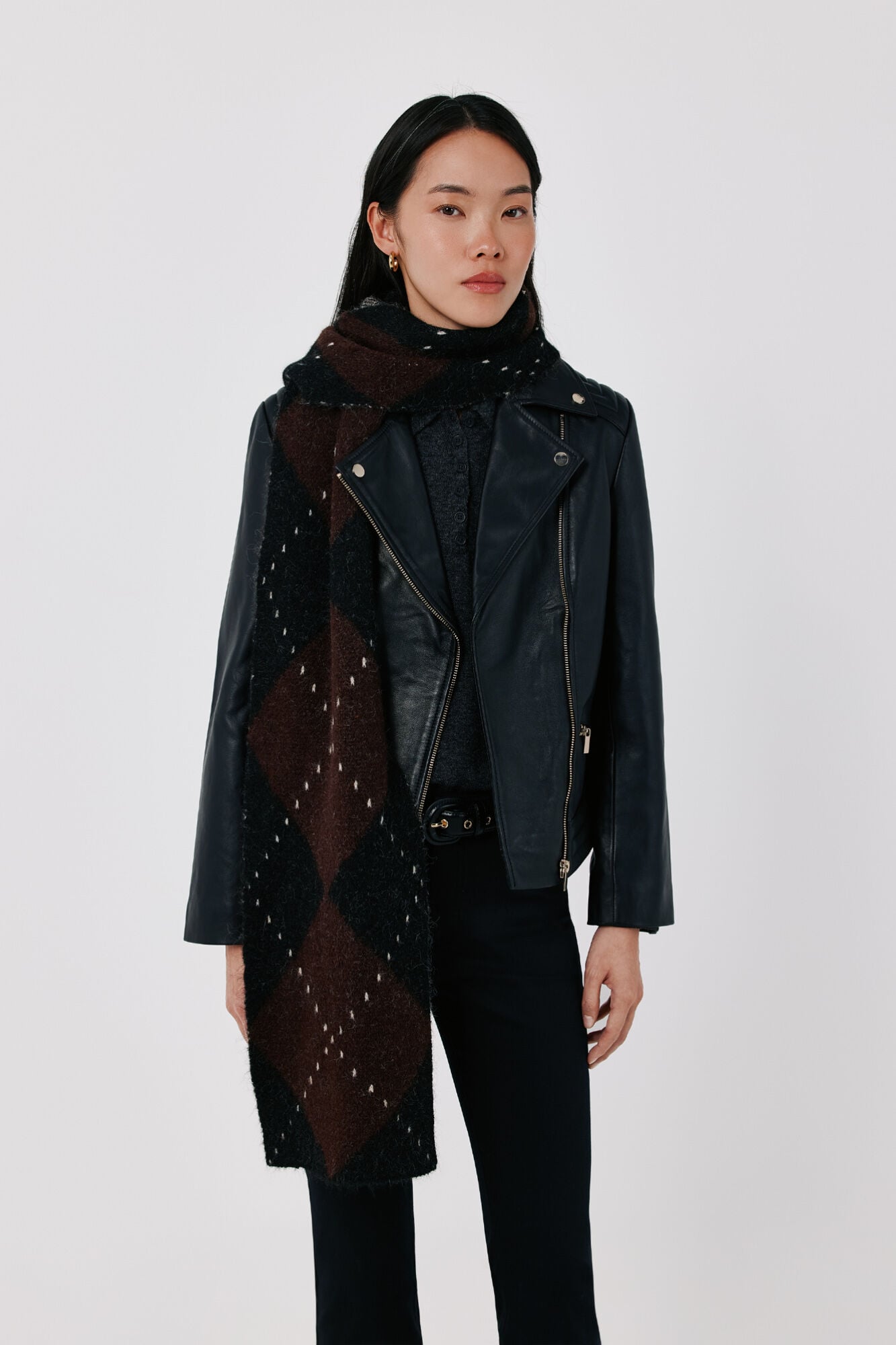 Cortefiel Leather zip fastening jacket
