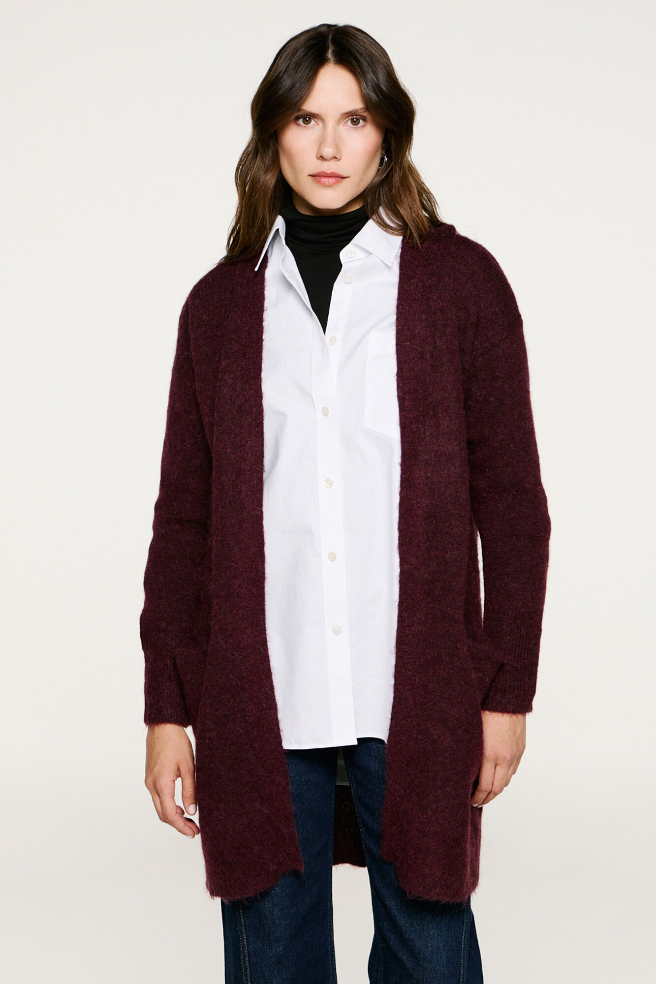 Selected Cardigan longo de alpaca Roxo
