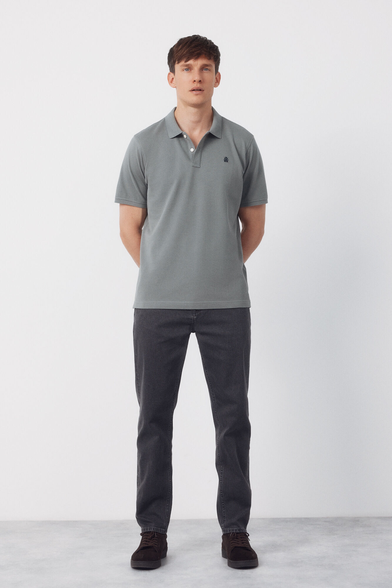 Cortefiel Piqu&eacute; basic polo shirt Grey
