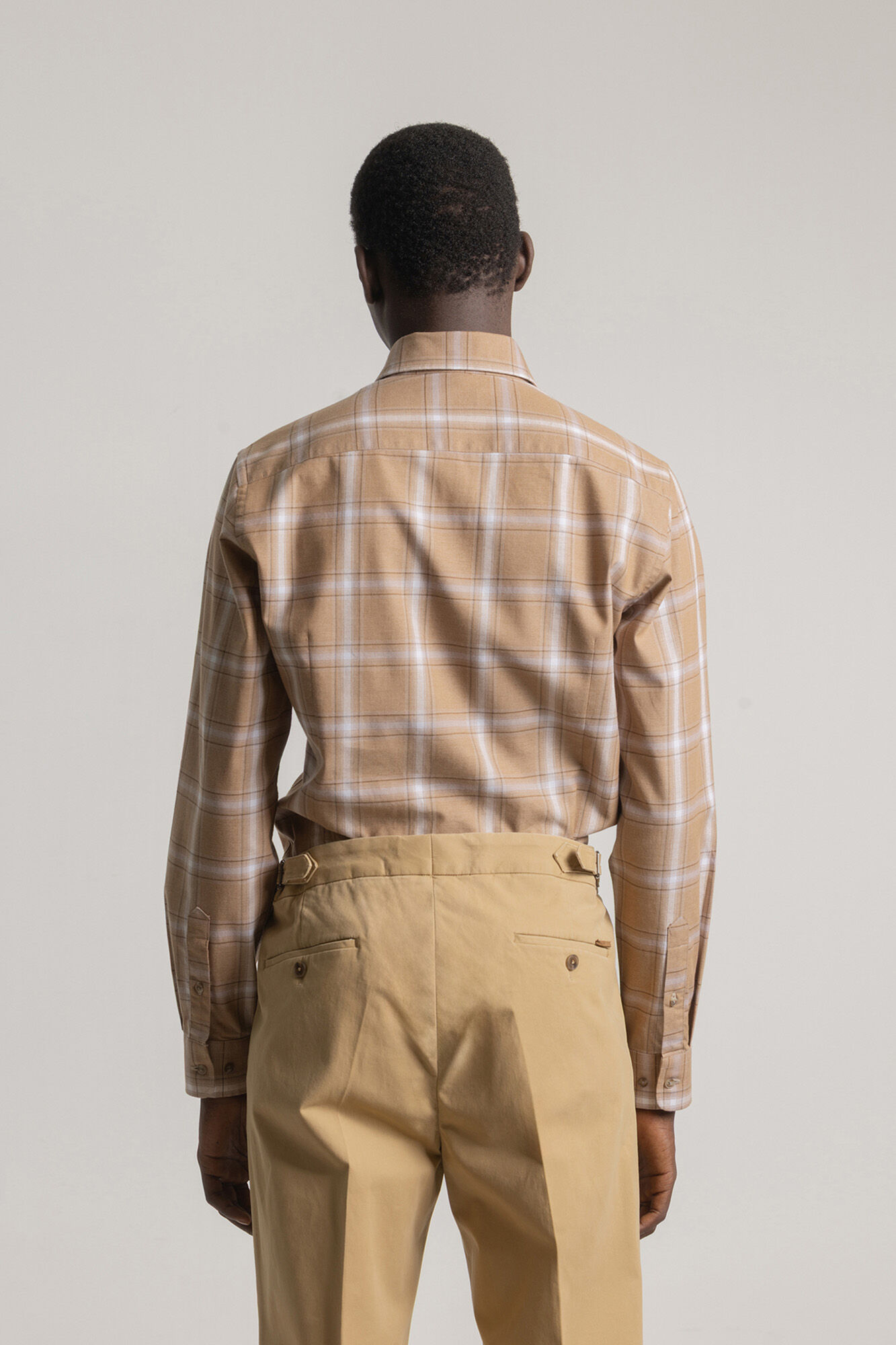 PuroEGO Camisa xadrez de algod&atilde;o slim fit Castanho