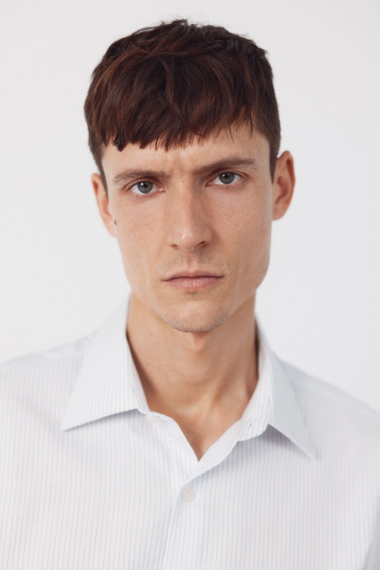 Cortefiel Camisa social riscas de algod&atilde;o tencel Azul