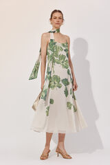 Cortefiel Vestido largo estampado posicional Estampado blanco