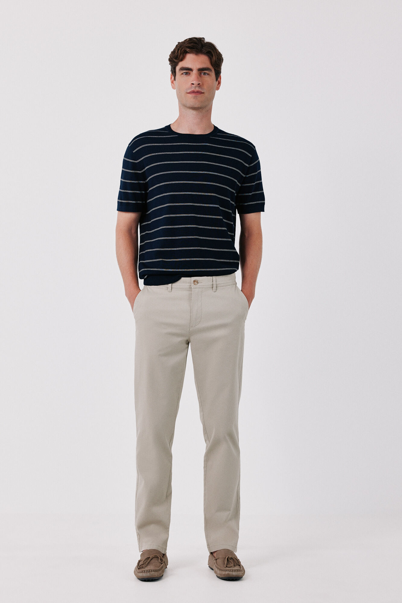 Cortefiel Striped cotton short sleeve jersey-knit T-shirt