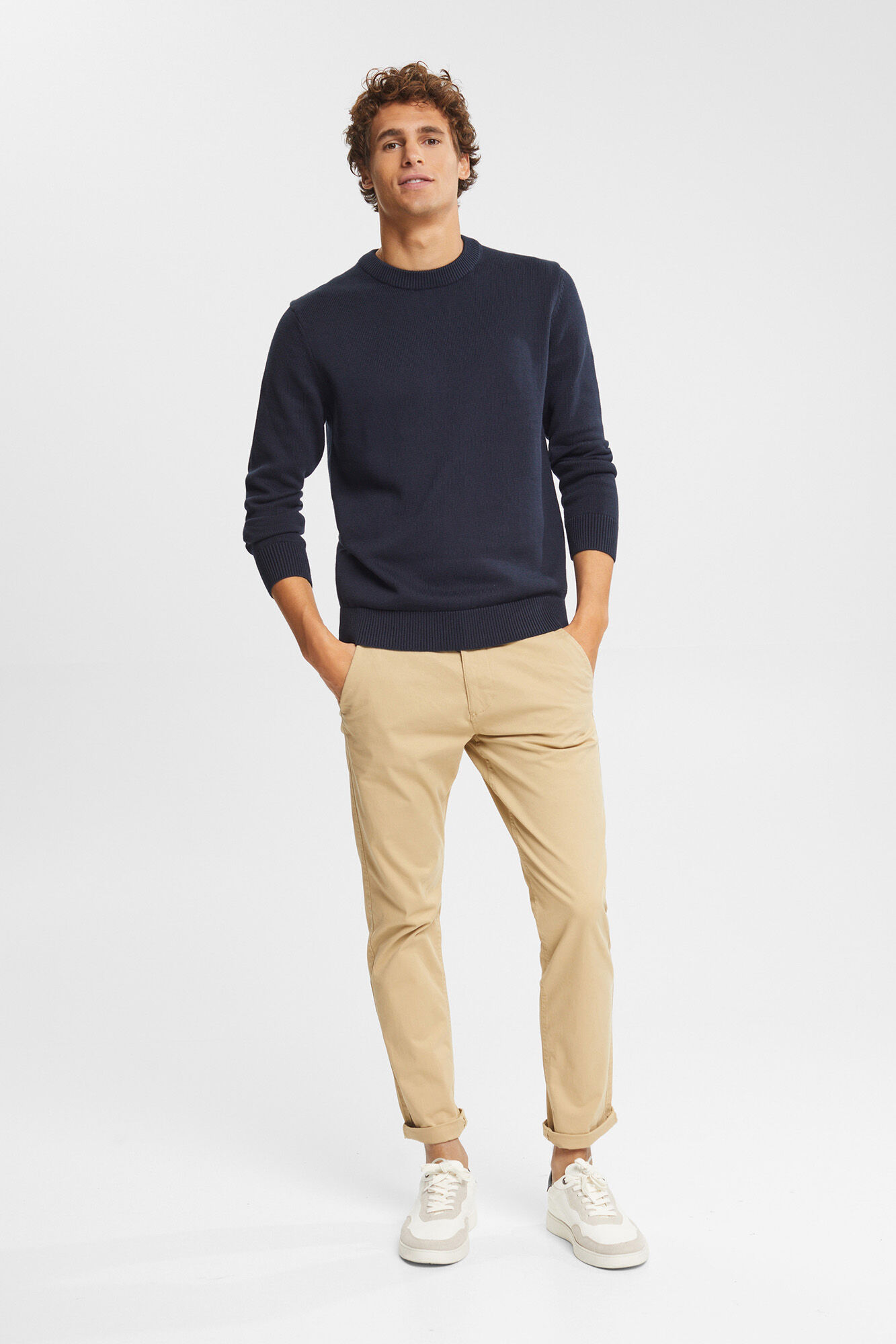 Esprit Essential cotton round neck jumper Navy