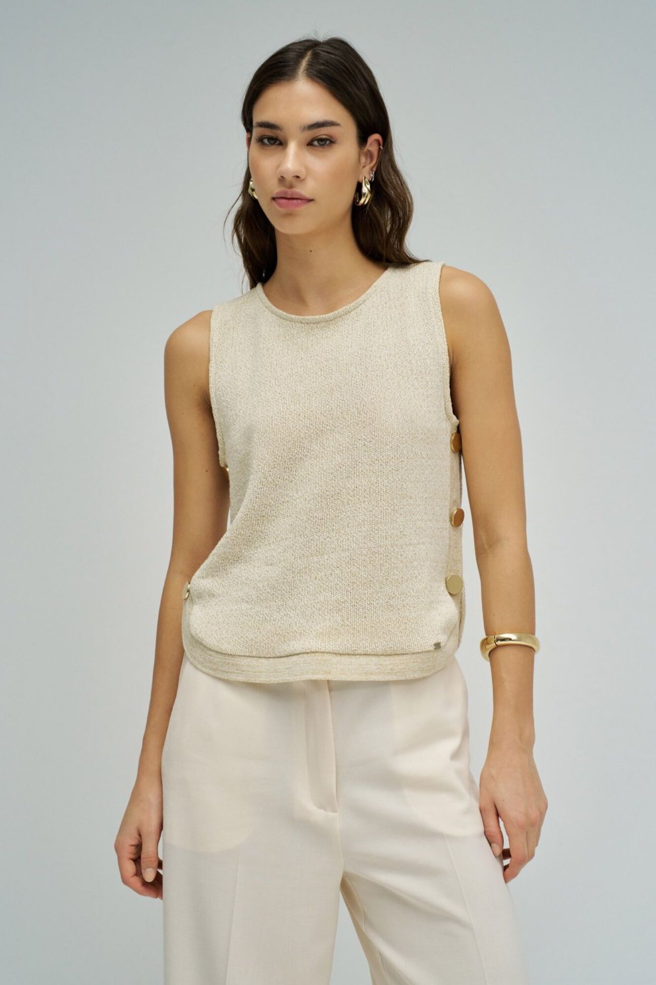 Salsa Jeans Top de malha com l&uacute;rex Tostado