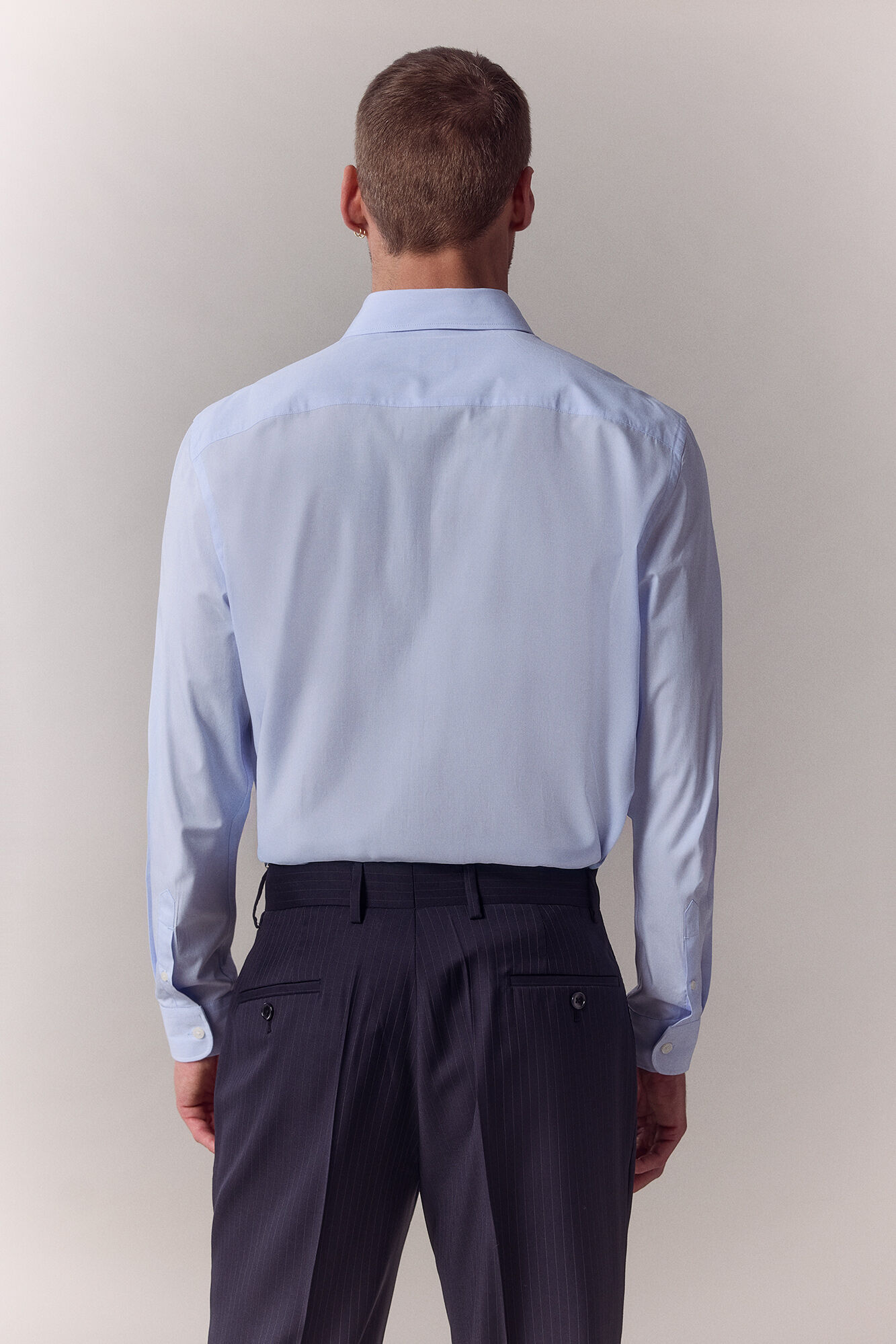 OOTO Poplin plain long sleeve shirt Blue