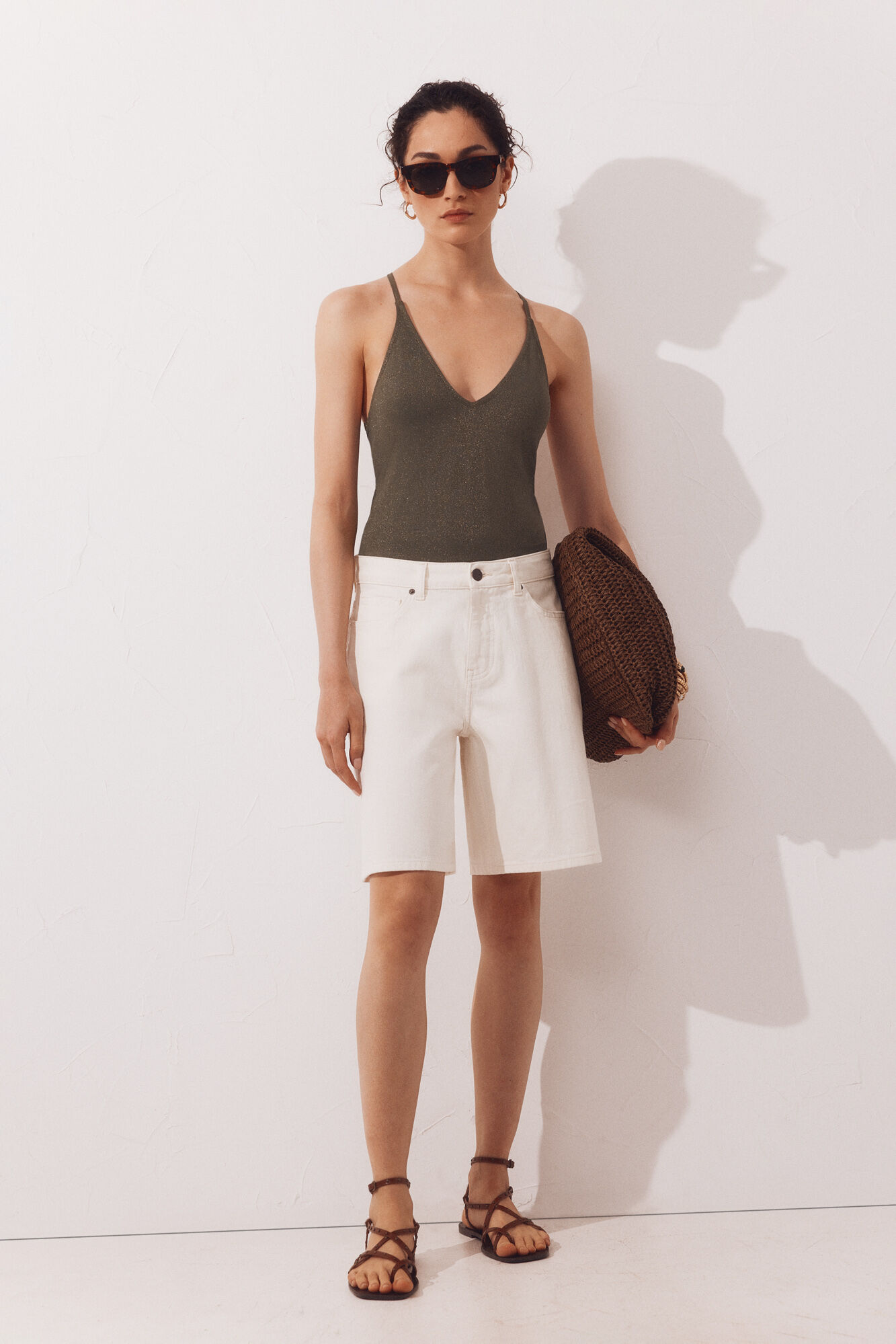 Cortefiel Shiny fabric shaping swimsuit