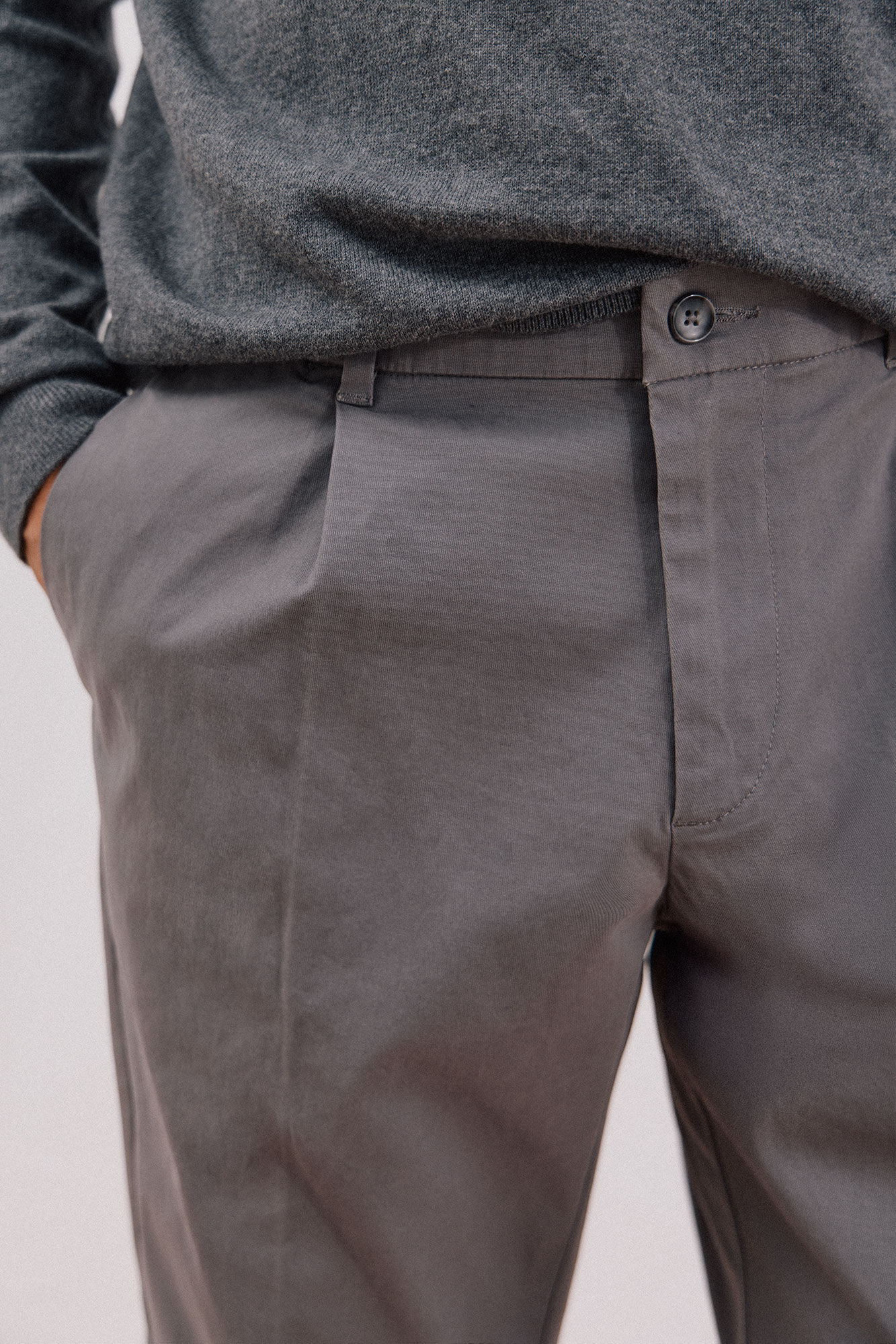 Cortefiel Tapered fit comfort chinos pants Grey