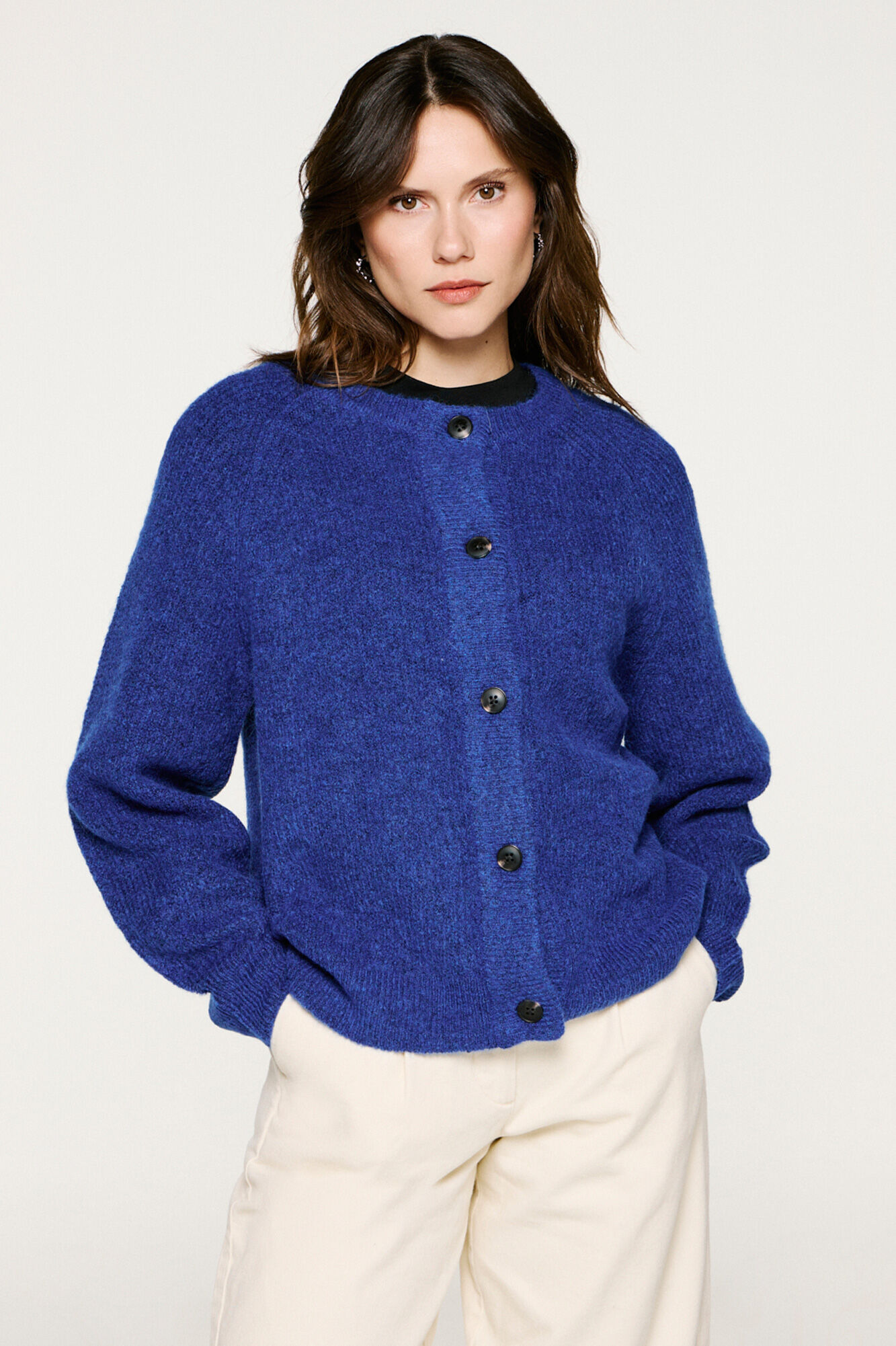 Selected Casaco de malha em l&atilde; e alpaca Azul