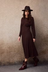 Slowlove Vestido estructura manga murci&eacute;lago Marr&oacute;n oscuro