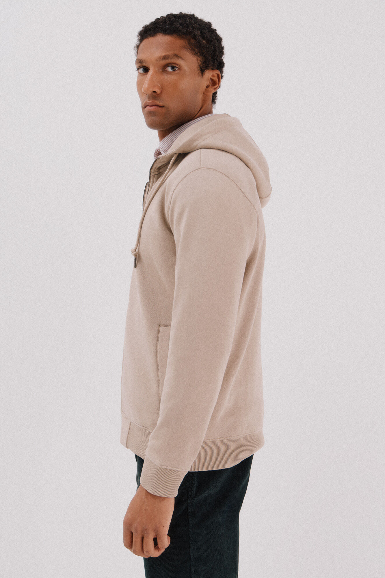 Cortefiel Hooded cardigan Beige