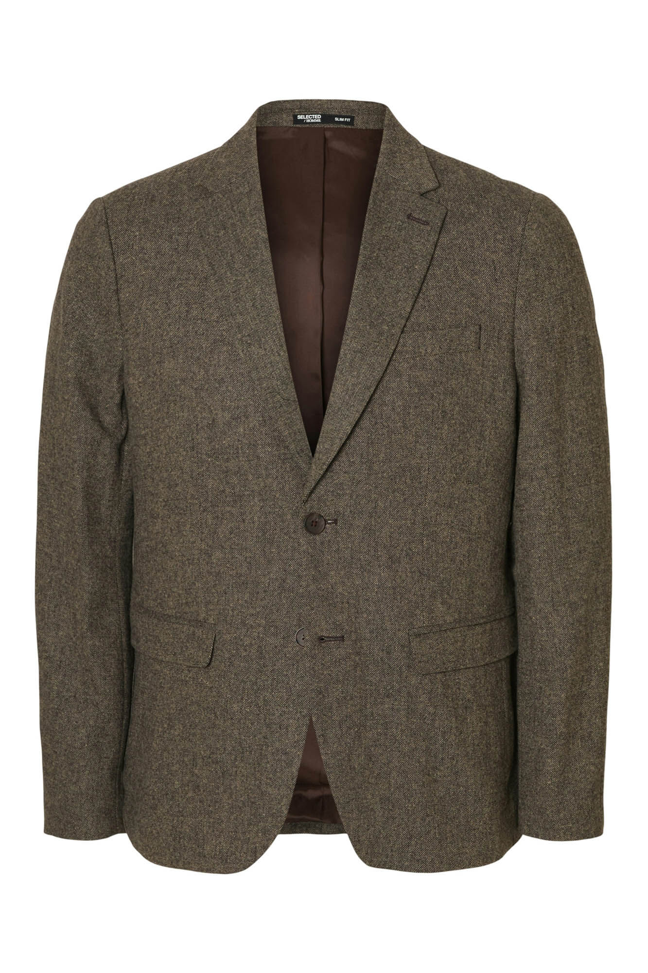 Selected Blazer de l&atilde; slim fit Castanho