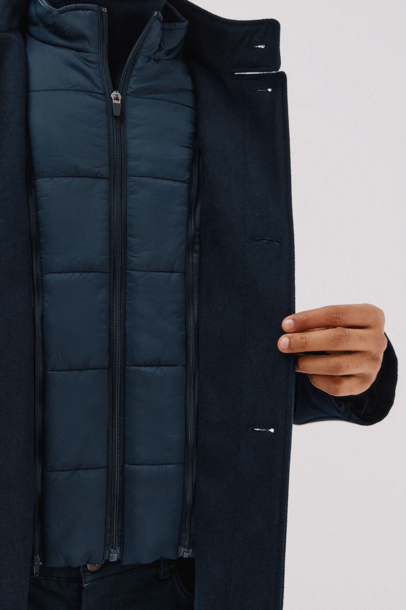 Cortefiel Coat with removable lining stand-up collar Navy