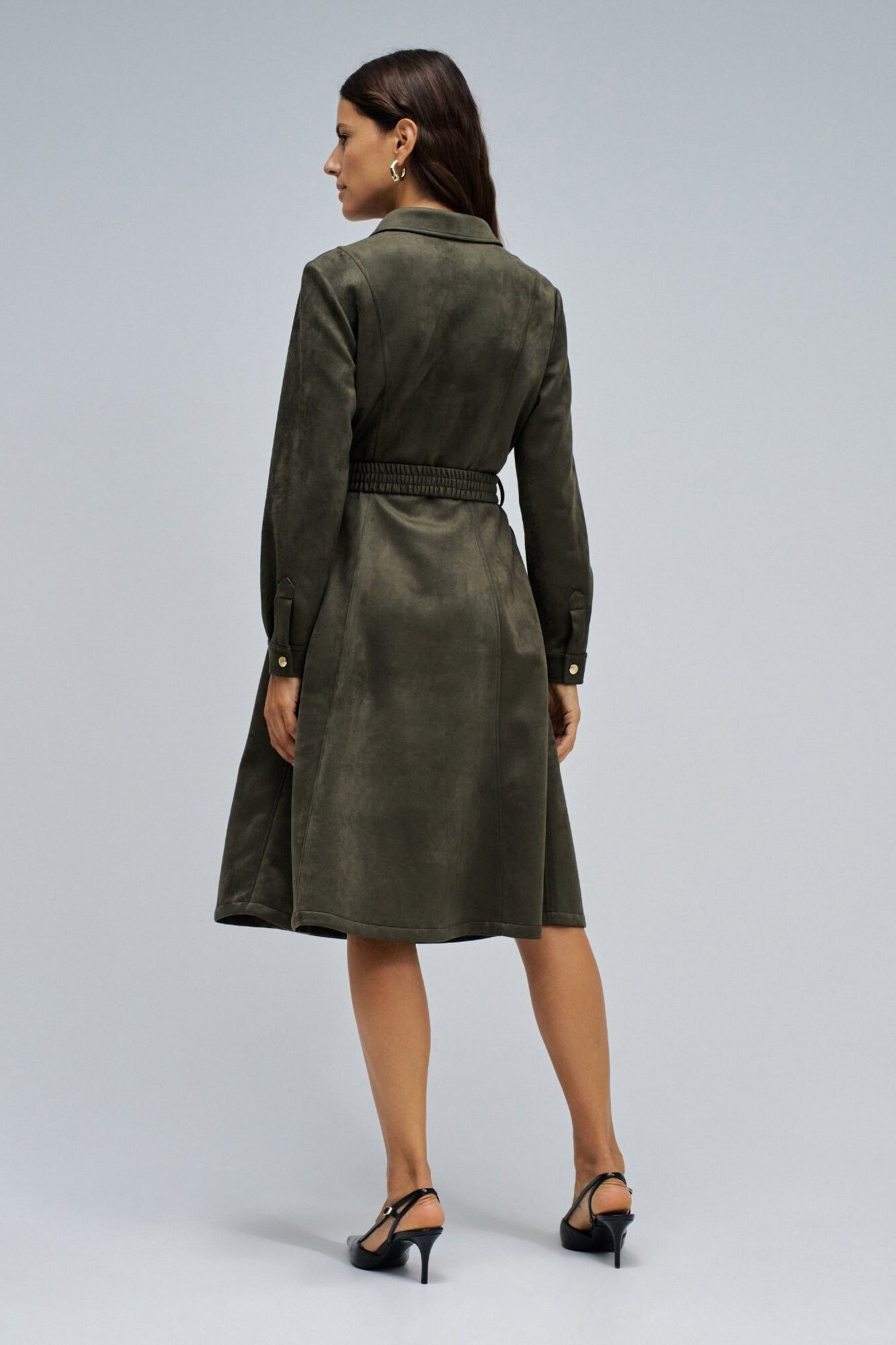 Salsa Jeans Vestido midi de camur&ccedil;a Verde