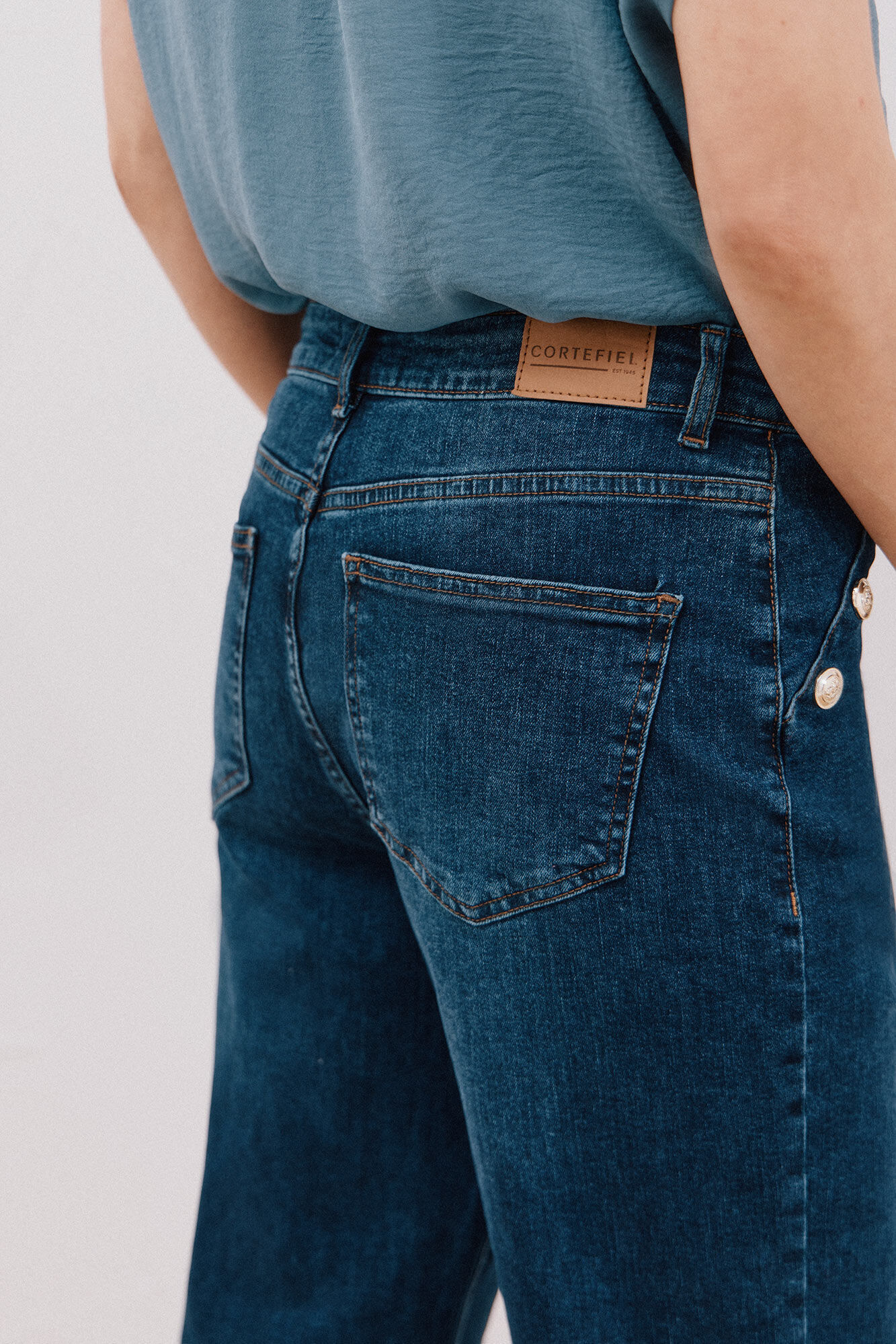 Cortefiel Palazzo pants with buttons  Blue