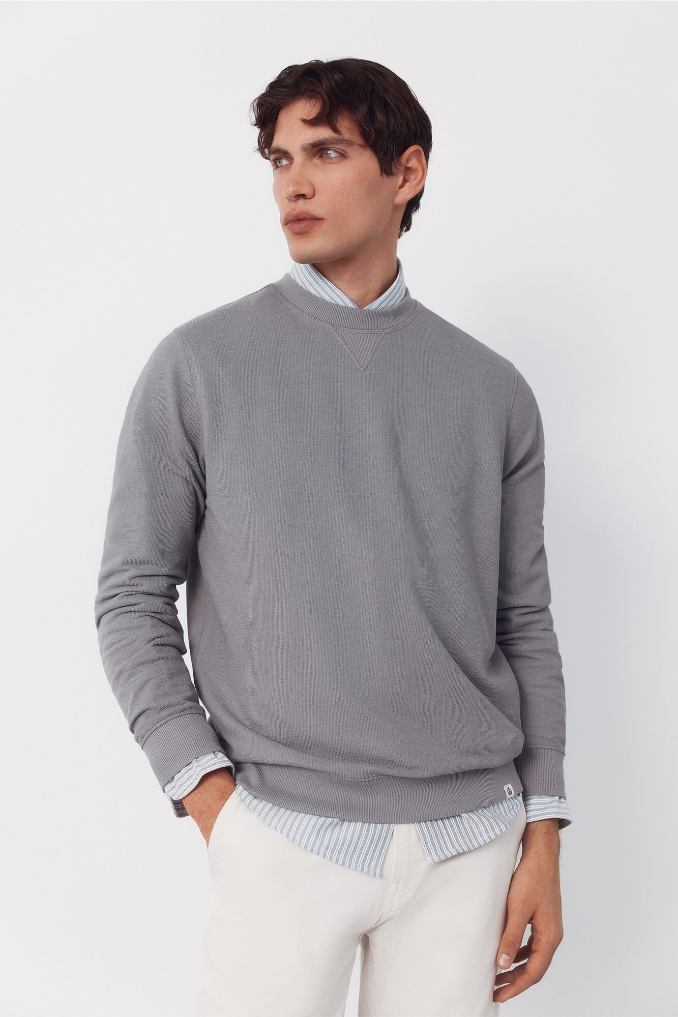 Cortefiel Textured crew neck sweatshirt