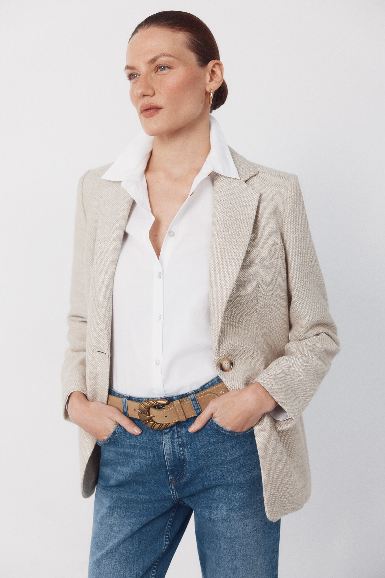 Cortefiel Blazer tejido con textura Arena