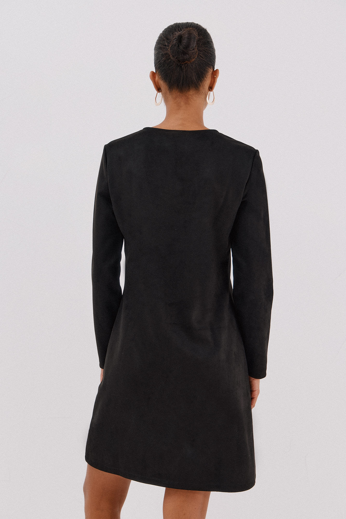 Cortefiel Vestido de camur&ccedil;a Preto