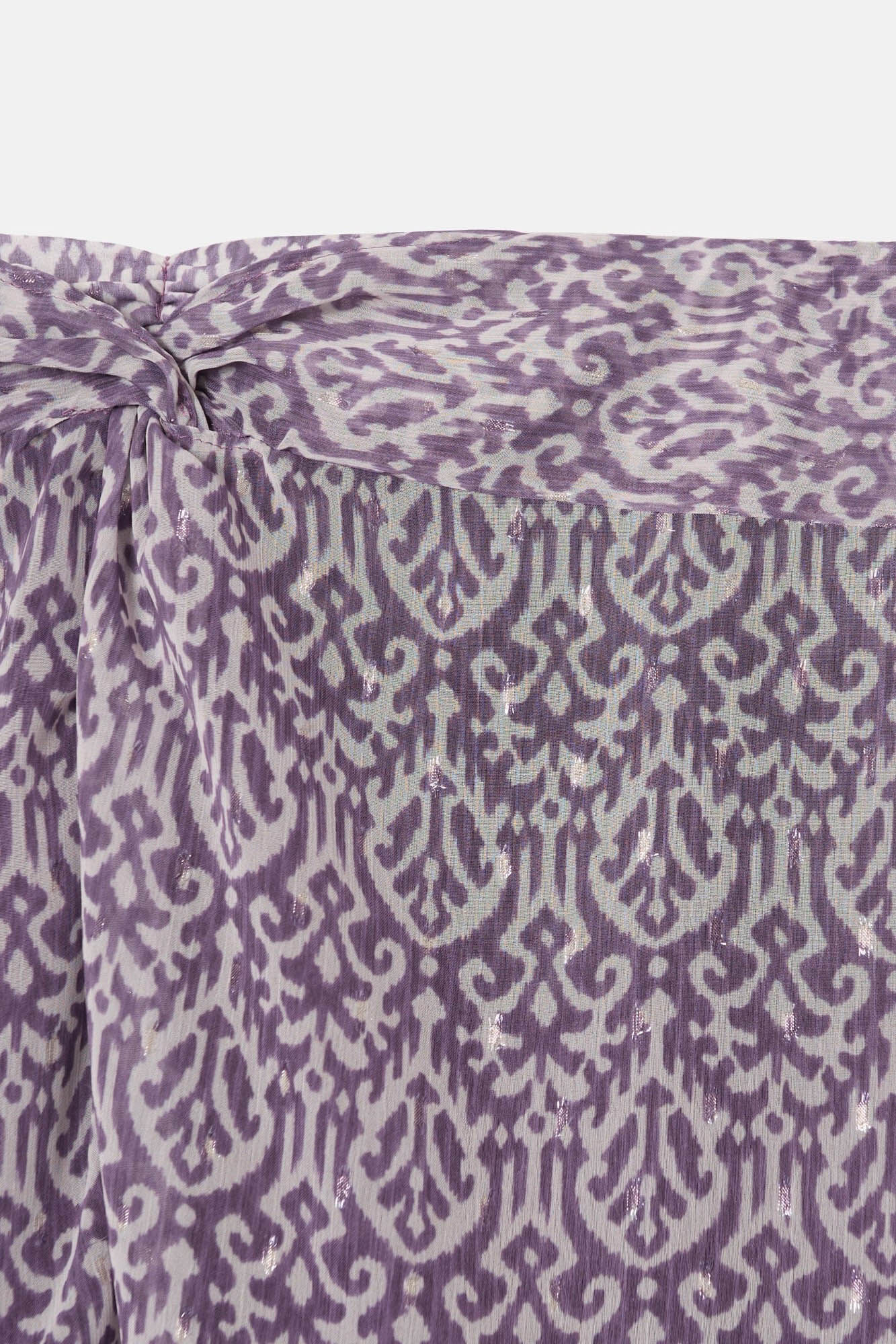 Silbon Saia midi estampado Ikat com abertura Roxo