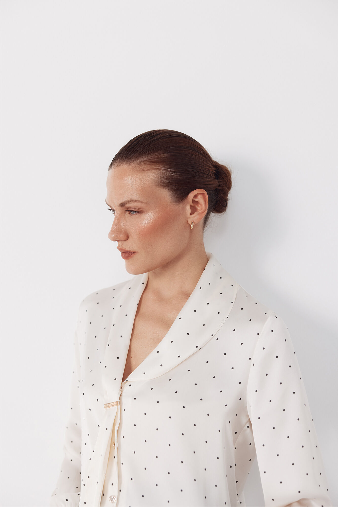 Cortefiel Blusa satinada lazada Estampado blanco