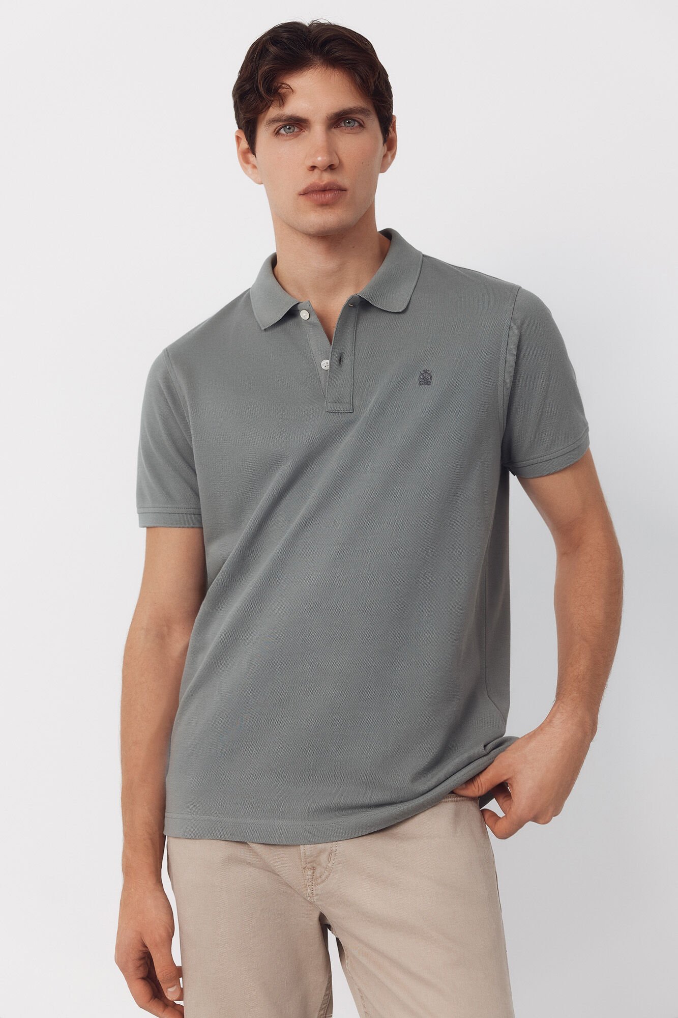Cortefiel Polo b&aacute;sico de piqu&eacute; slim Verde