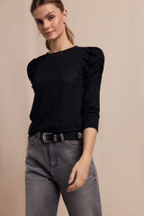 Slowlove Structured top with puffed sleeve Black