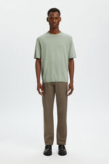 Selected Jersey-knit plain short sleeve men's T-shirt Kaki