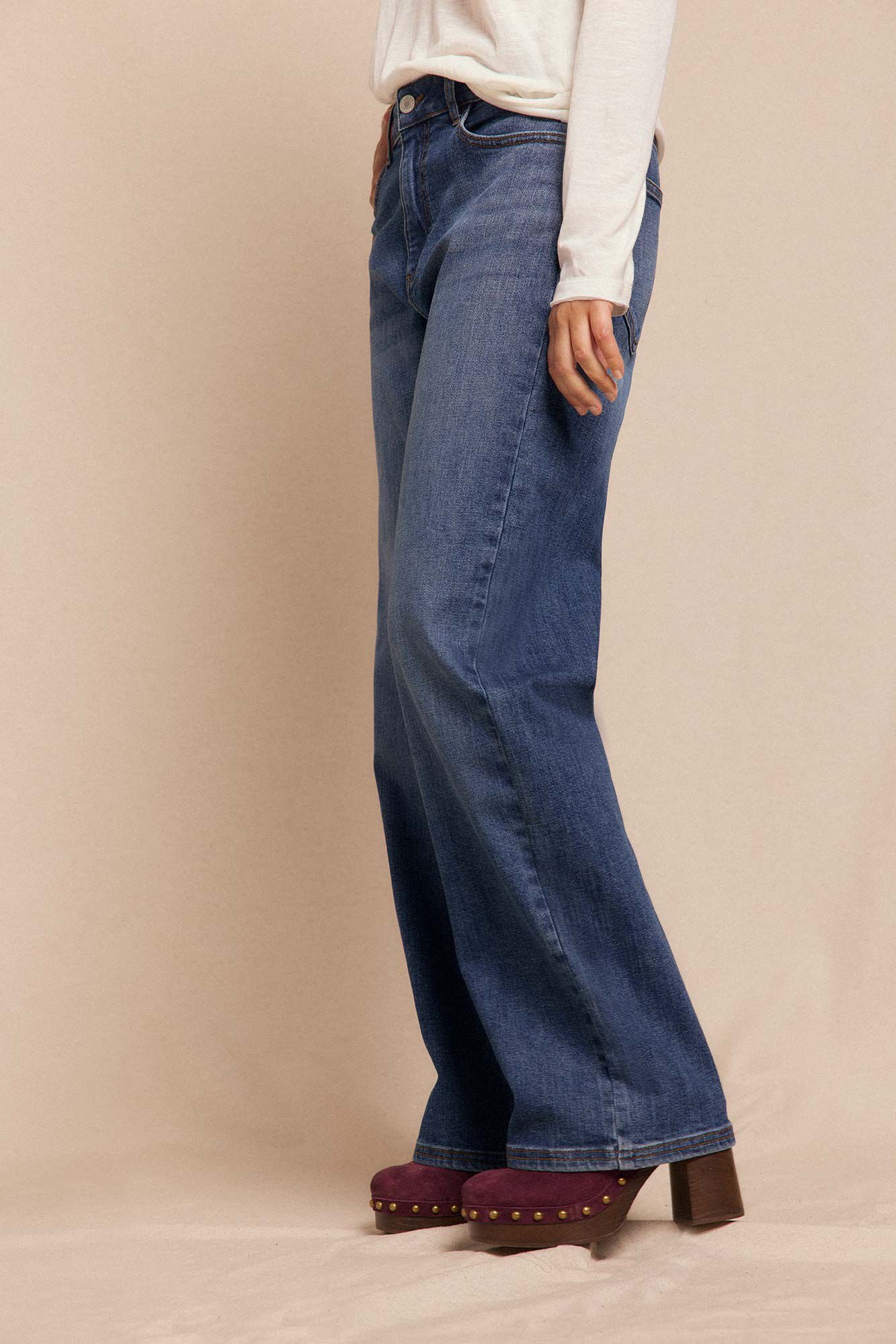 Slowlove Cal&ccedil;a jeans com abertura baixa  Azul