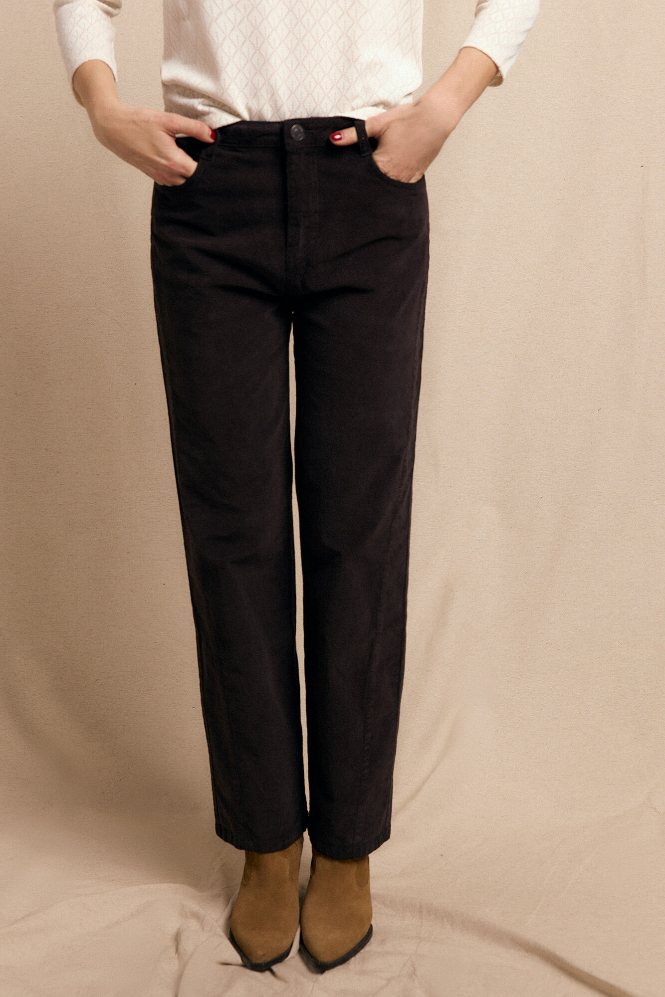 Slowlove Cal&ccedil;as de veludo cotel&ecirc; Castanho