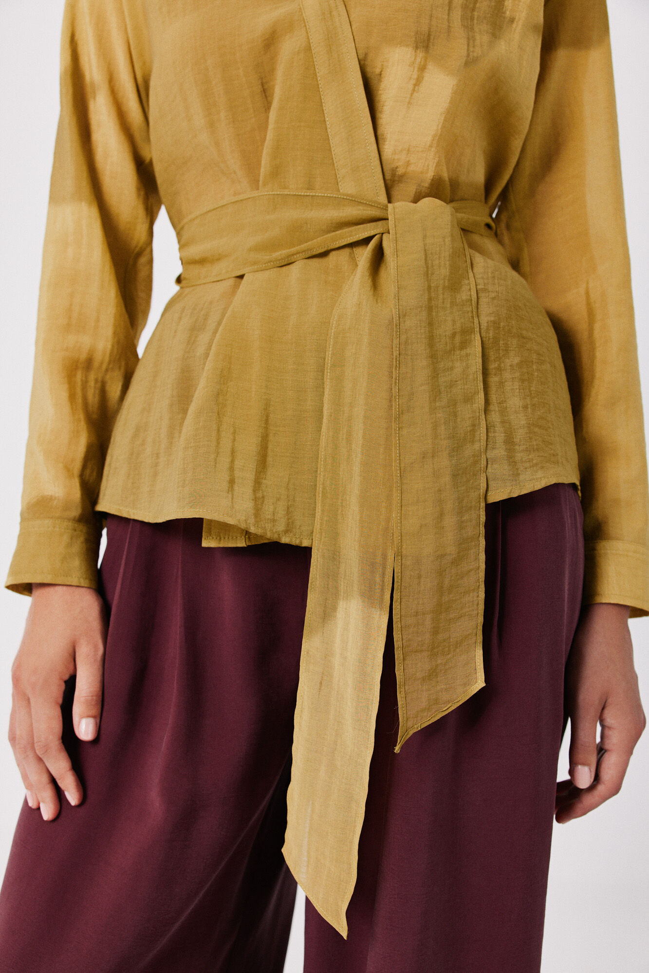 Cortefiel Lightweight wrap blouse Yellow