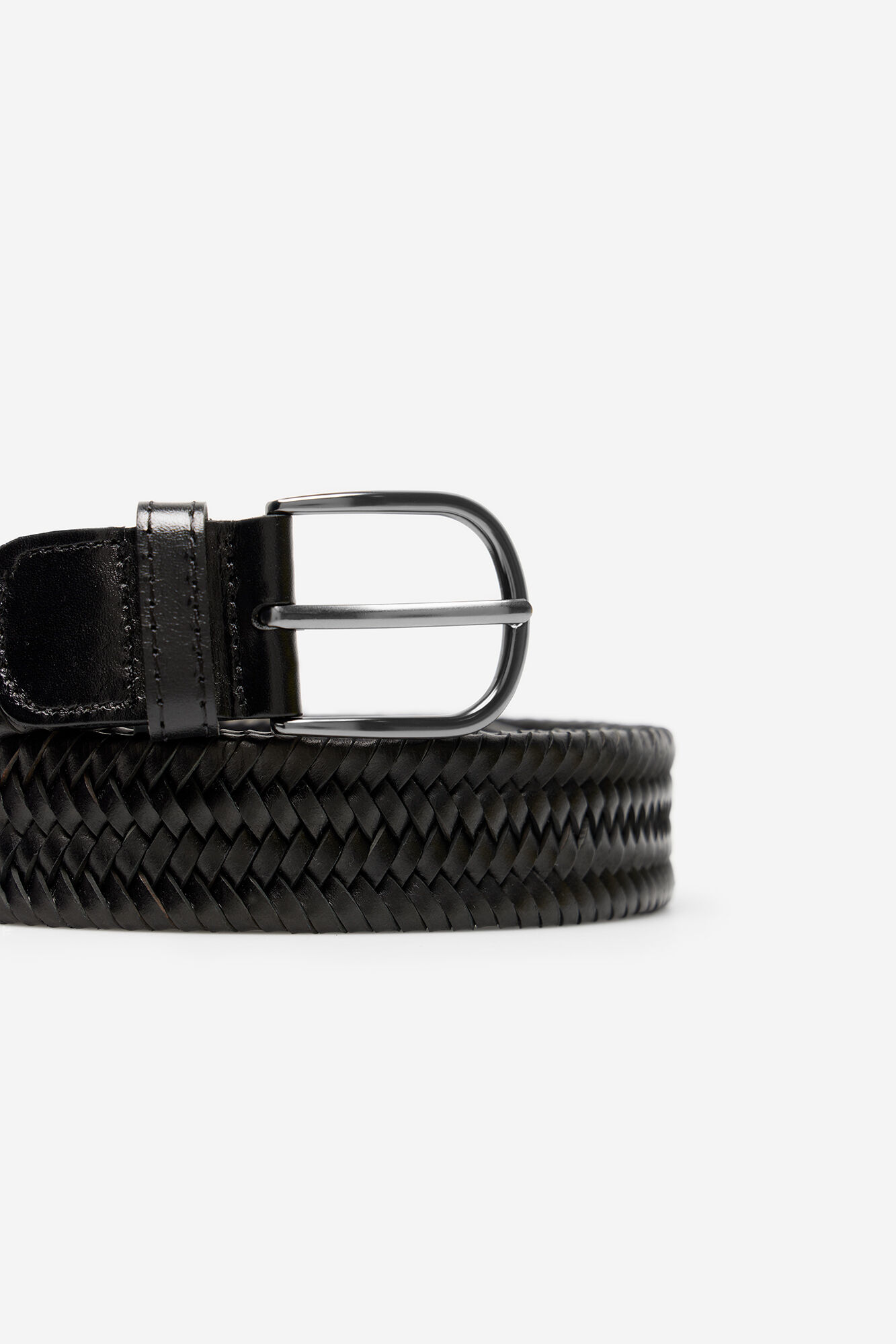 Cortefiel Elastic braided belt Black
