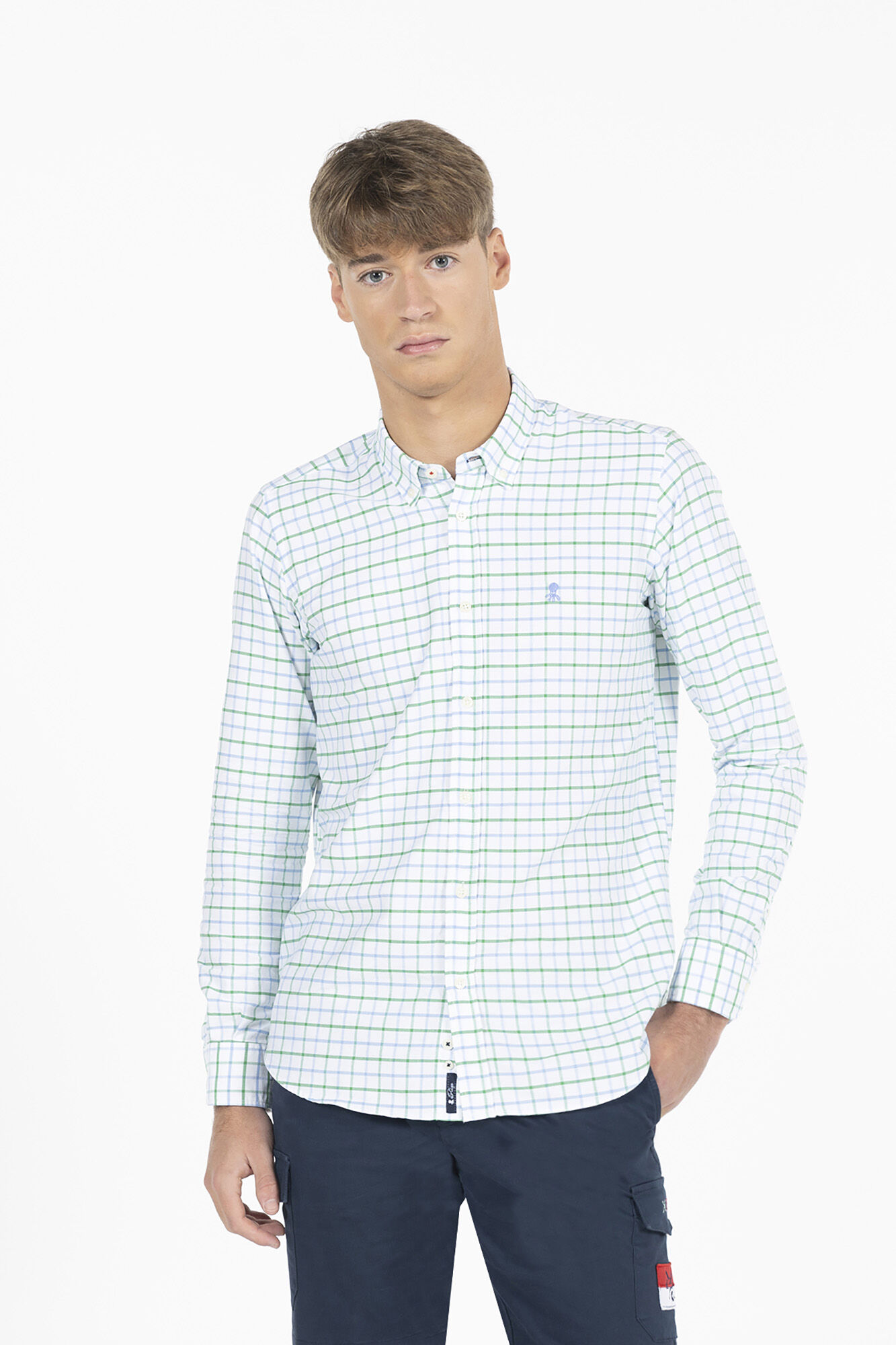 elPulpo Camisa cuadros bicolor oxford Estampado verde