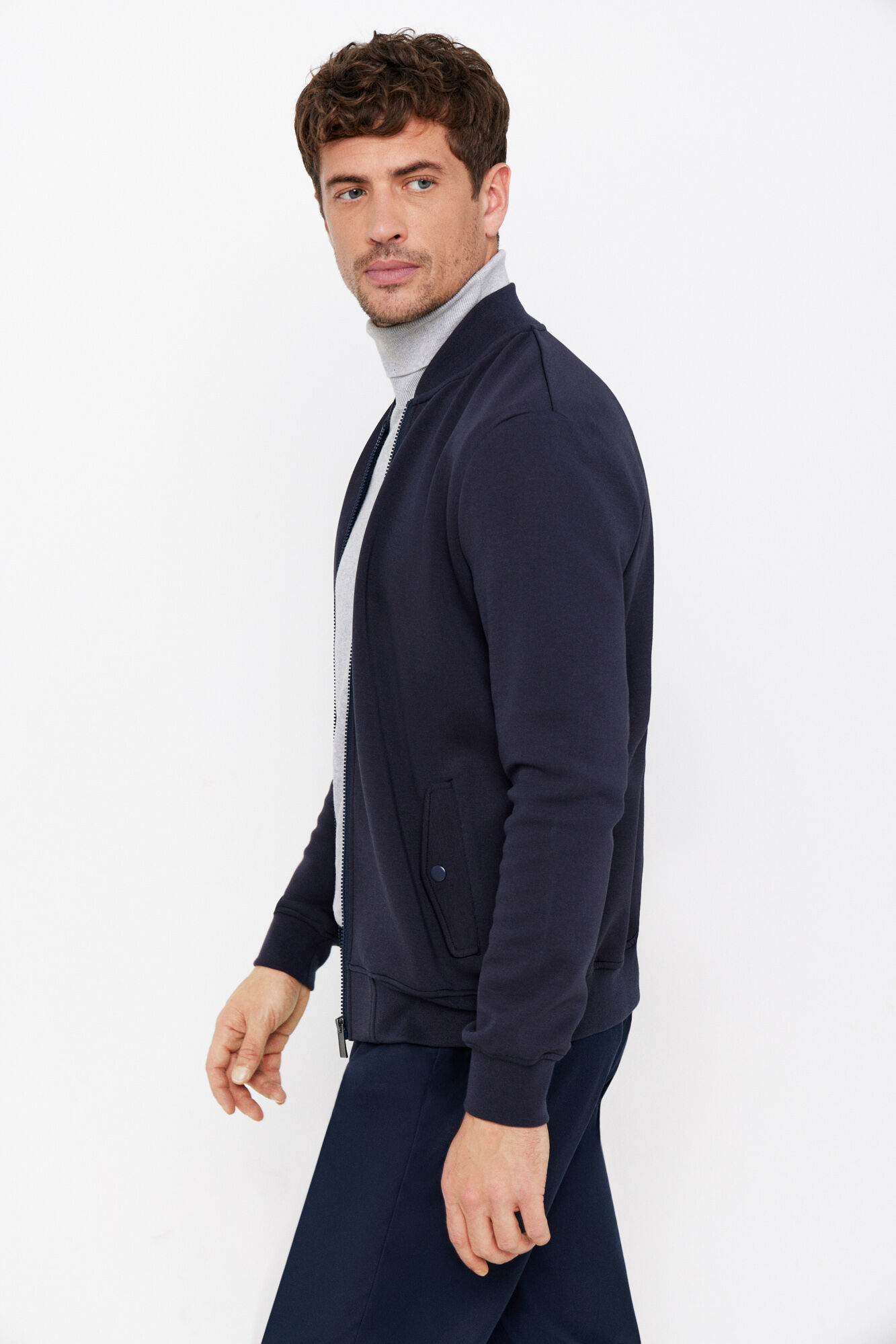 Cortefiel C&aacute;rdigan cuello bomber Azul marino