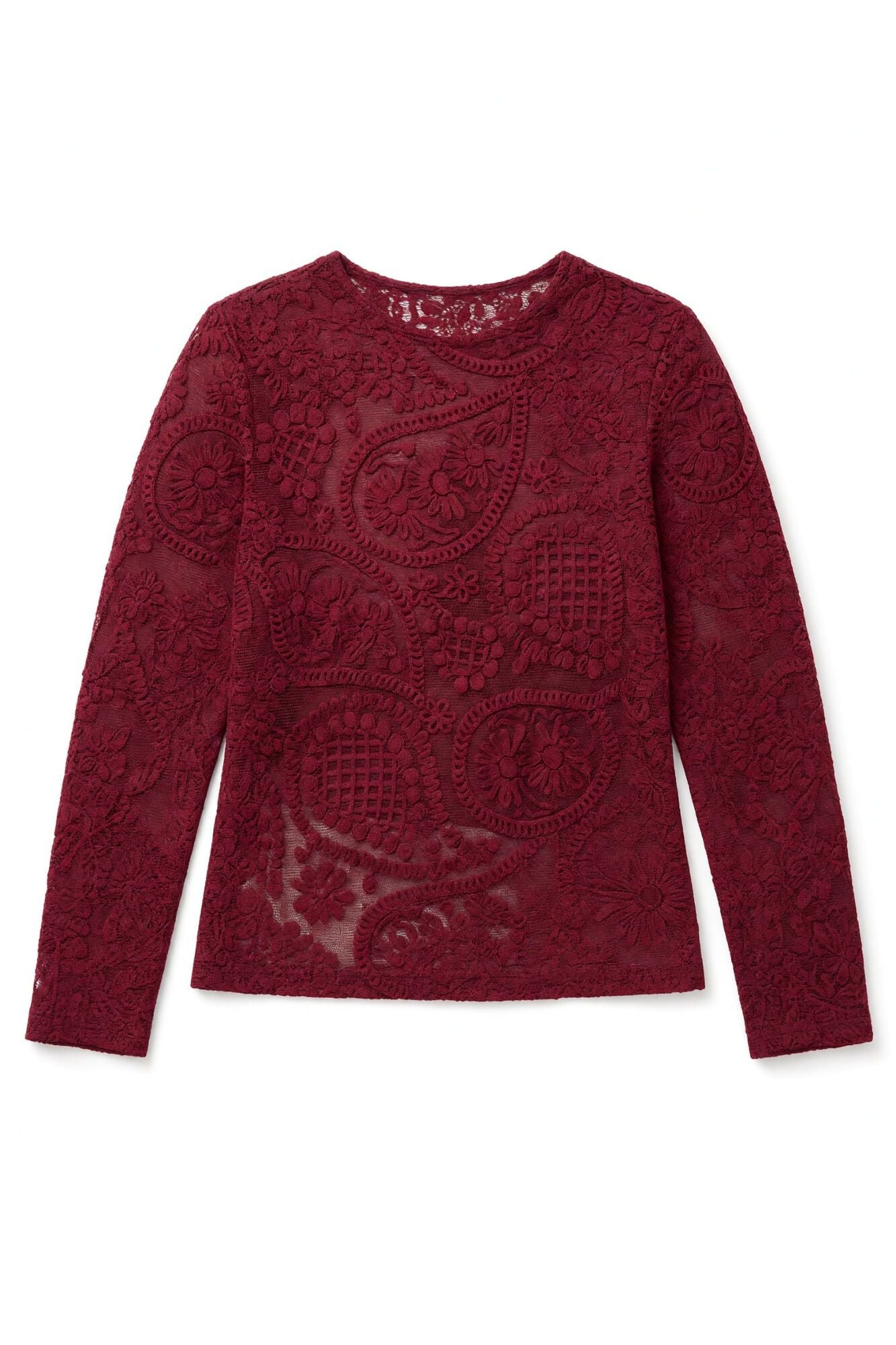 Slowlove Top crochet floral Rojo