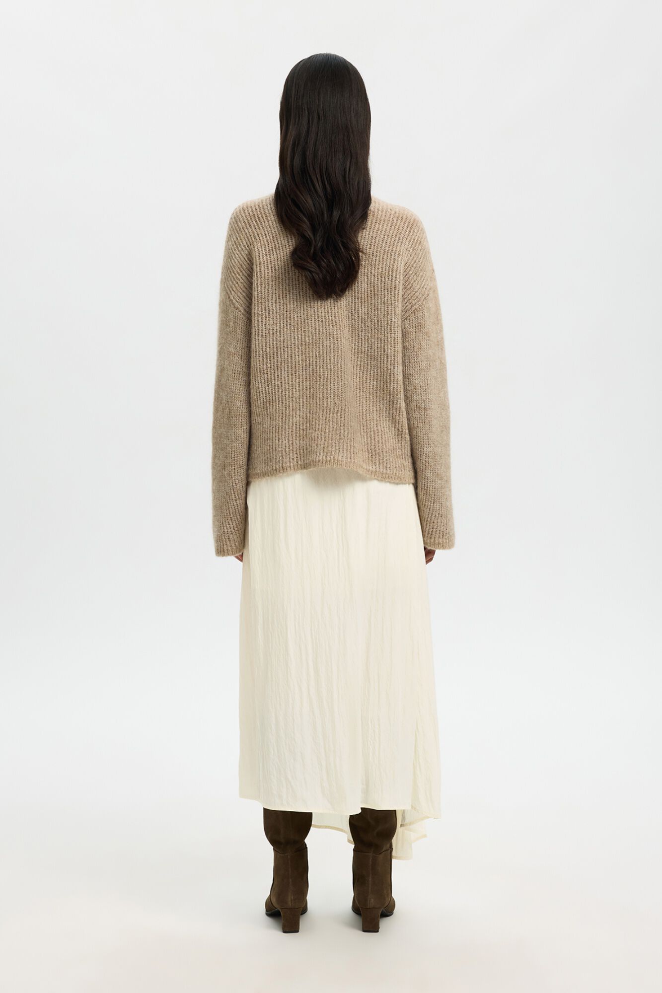 Selected Falda larga tejido estructura Blanco