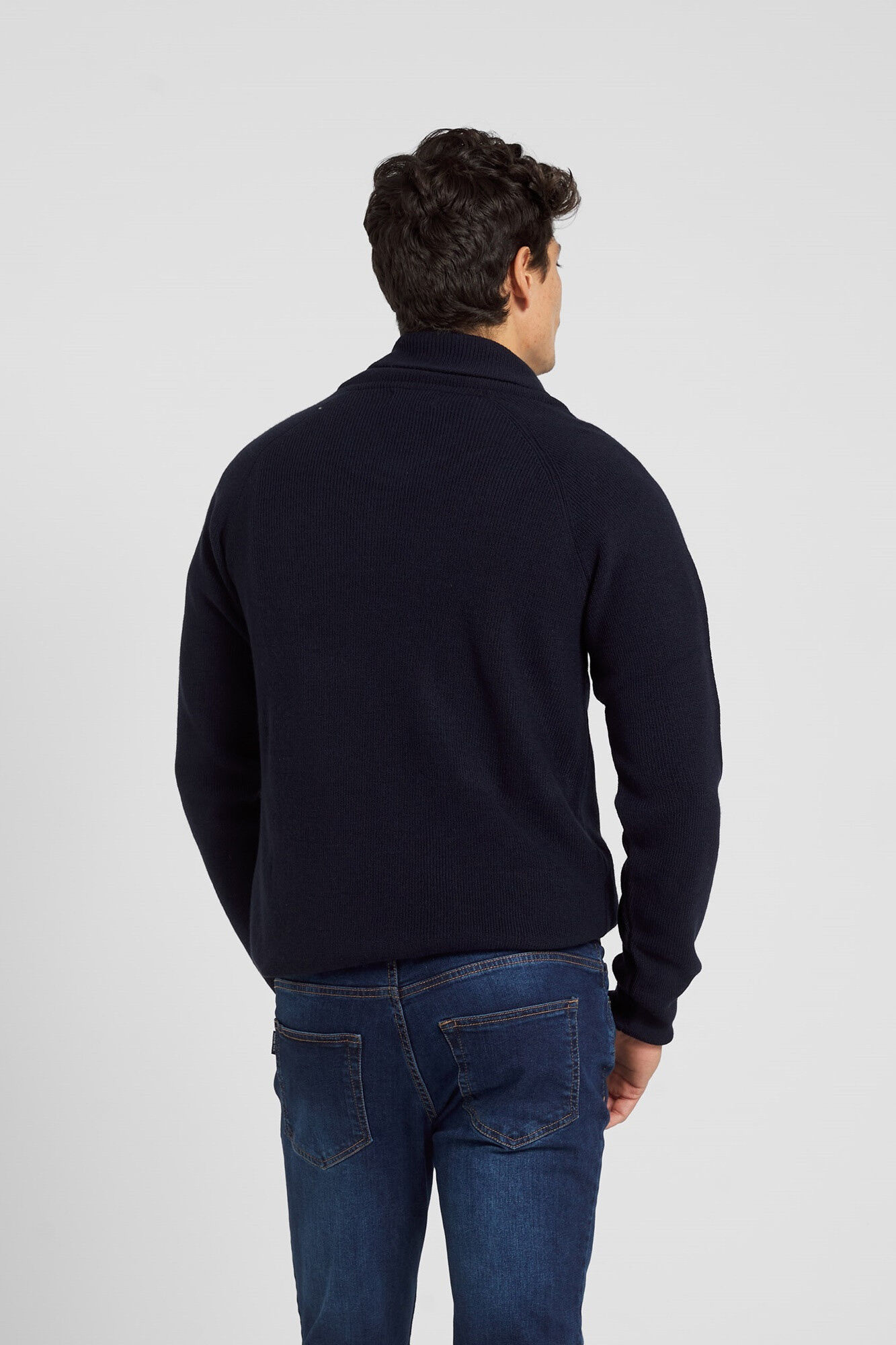 Silbon Navy blue shawl collar jumper Navy