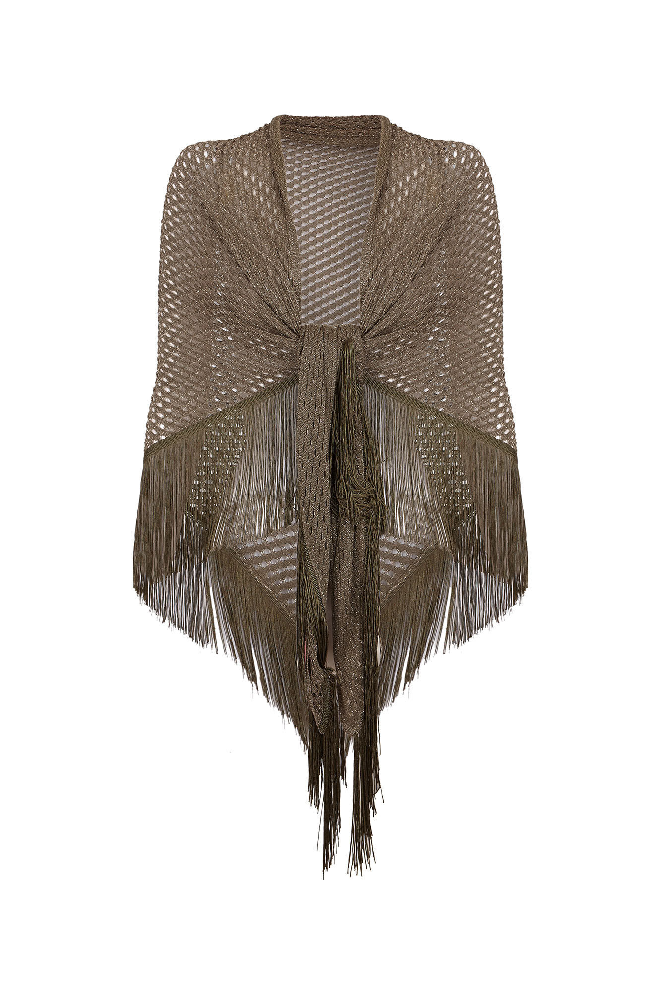 Slowlove Chal calado flecos Verde