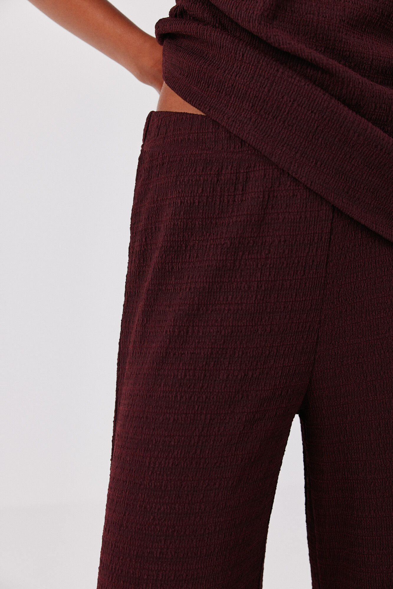 Cortefiel Wide knit trousers Maroon